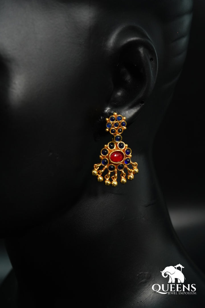 PADHAKAM EARRINGS - BLUE SMALL - Queens Jewel Emporium