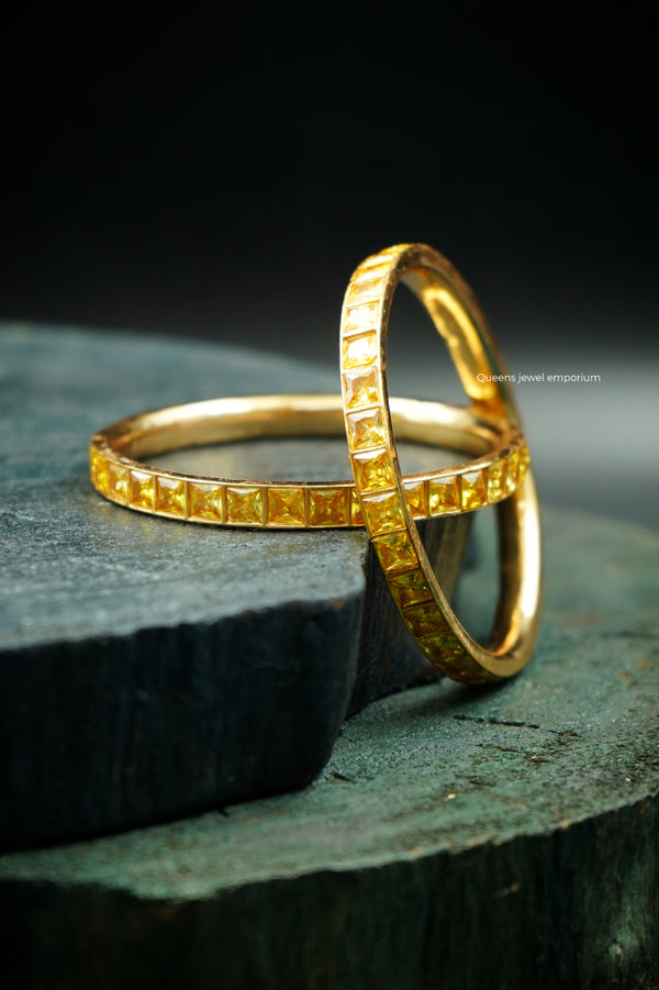 AMIRTHA SATHURA BANGLES -YELLOW - Queens Jewel Emporium