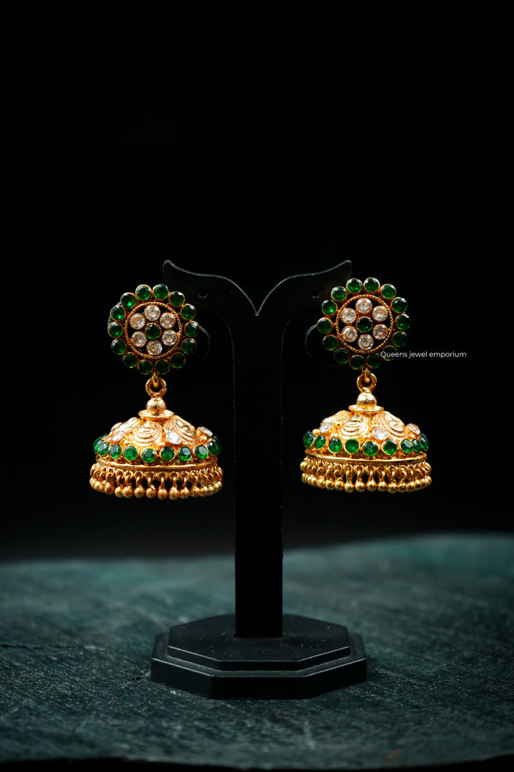 RAADHIYA ZIRCON JHUMKAS - Queens Jewel Emporium