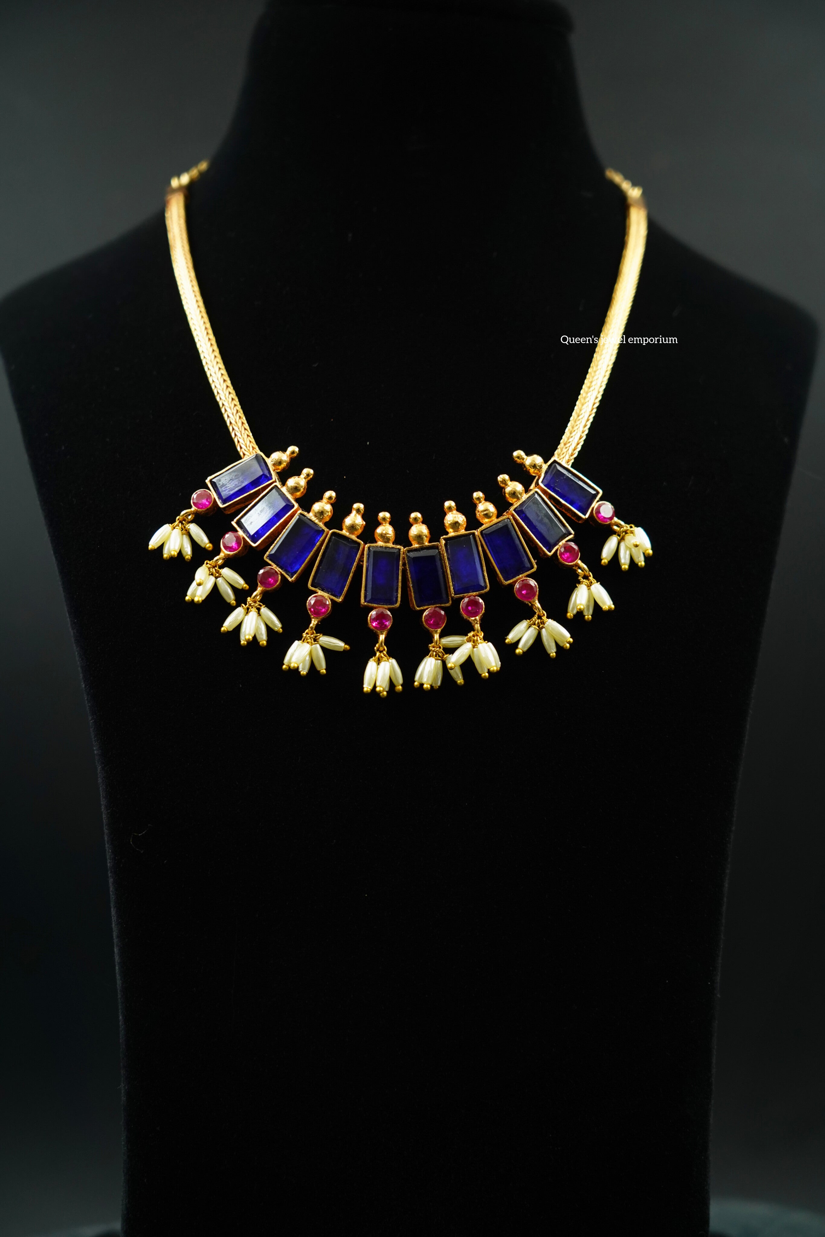 Pushpa Blue Kemp Necklace