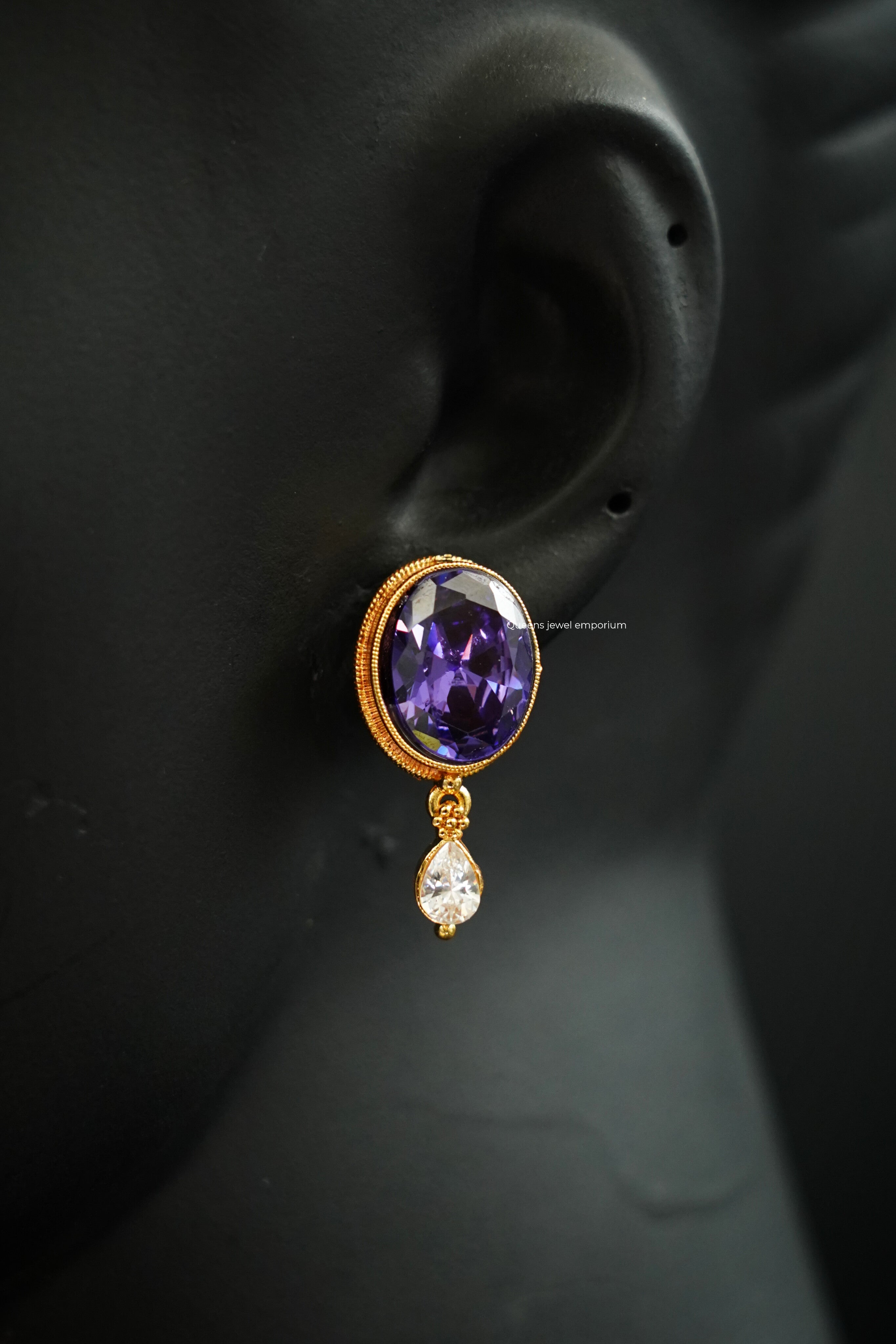Chamundi Devi Earrings - Purple