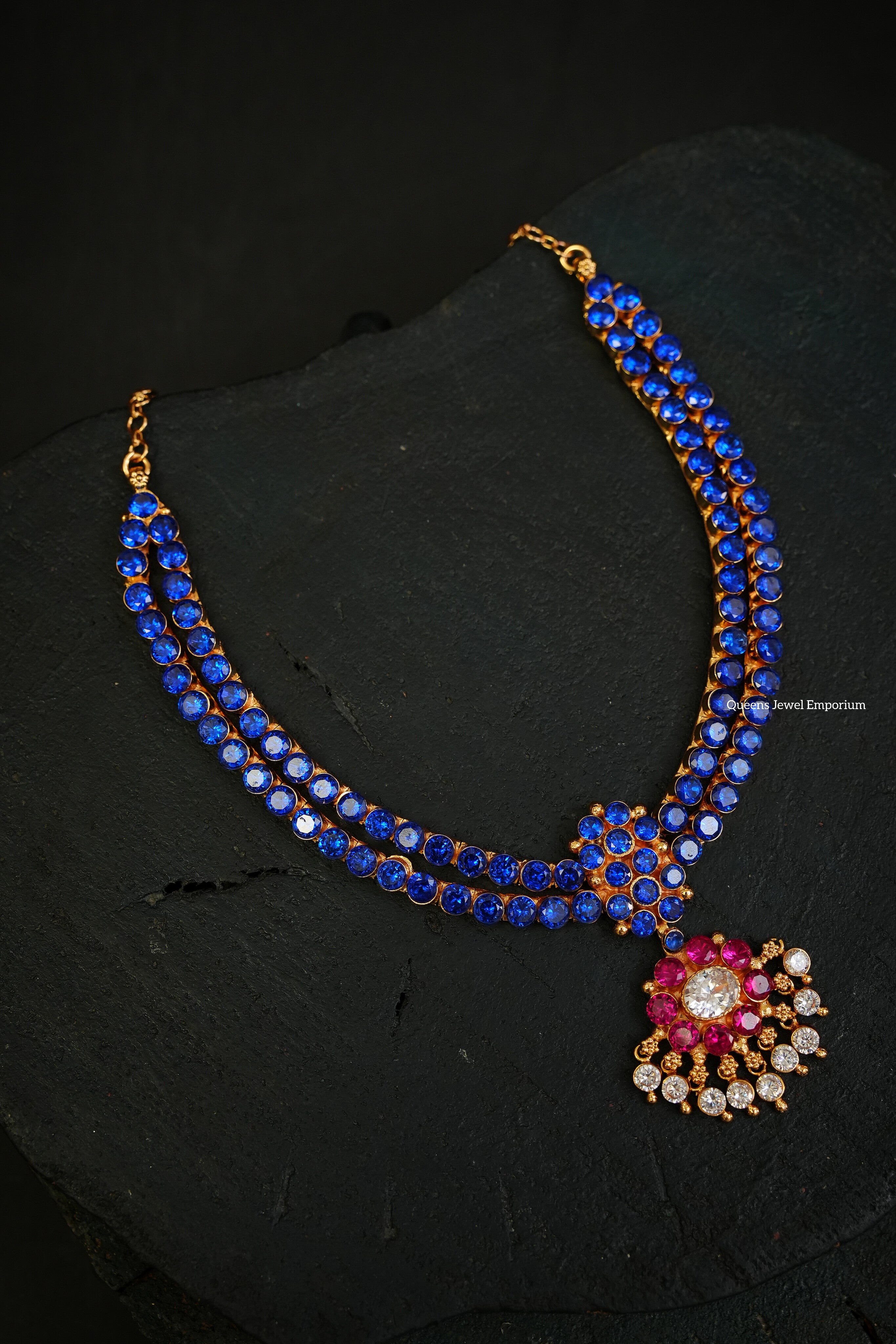 Rangoon Adigai Blue With Pink