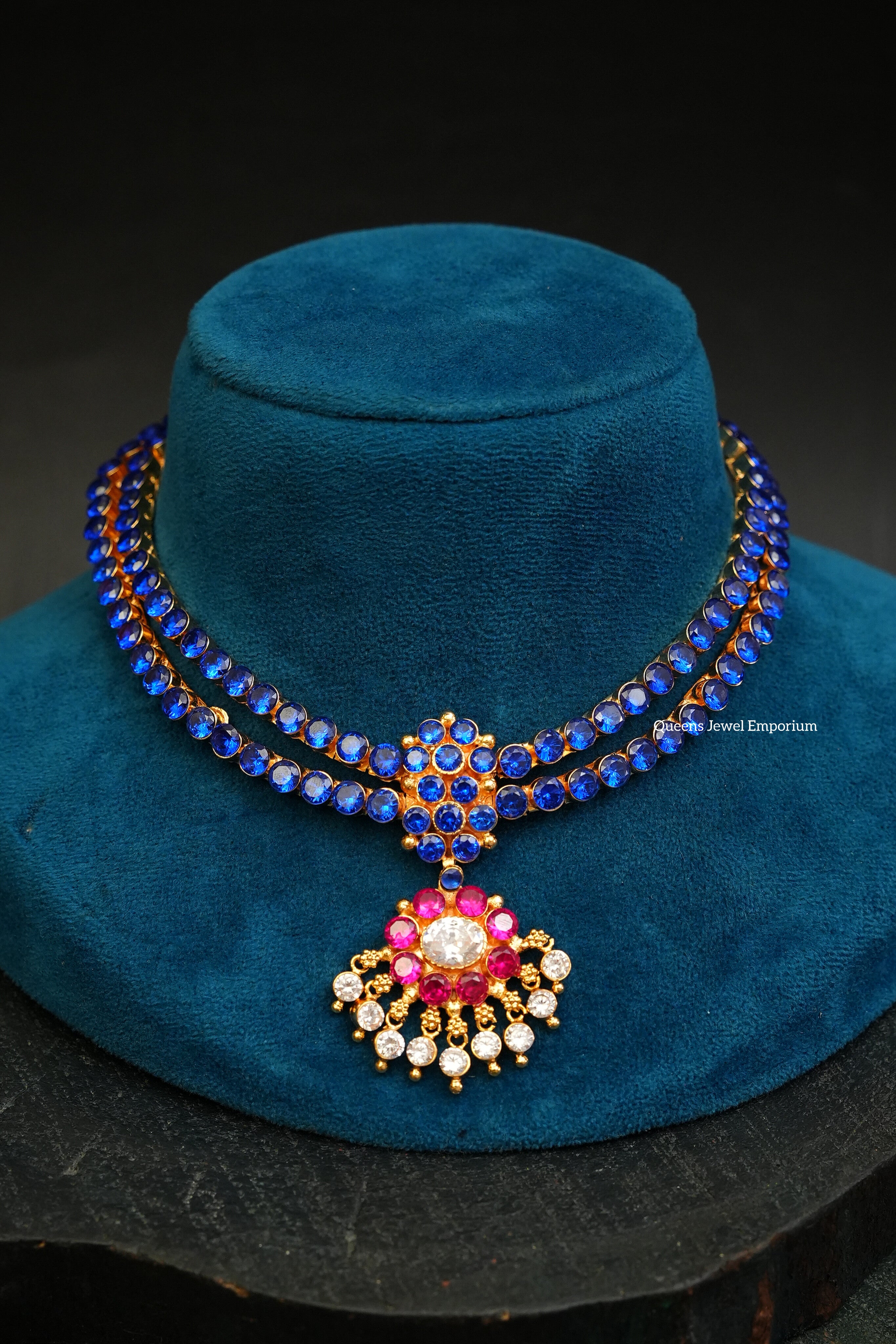 Rangoon Adigai Blue With Pink