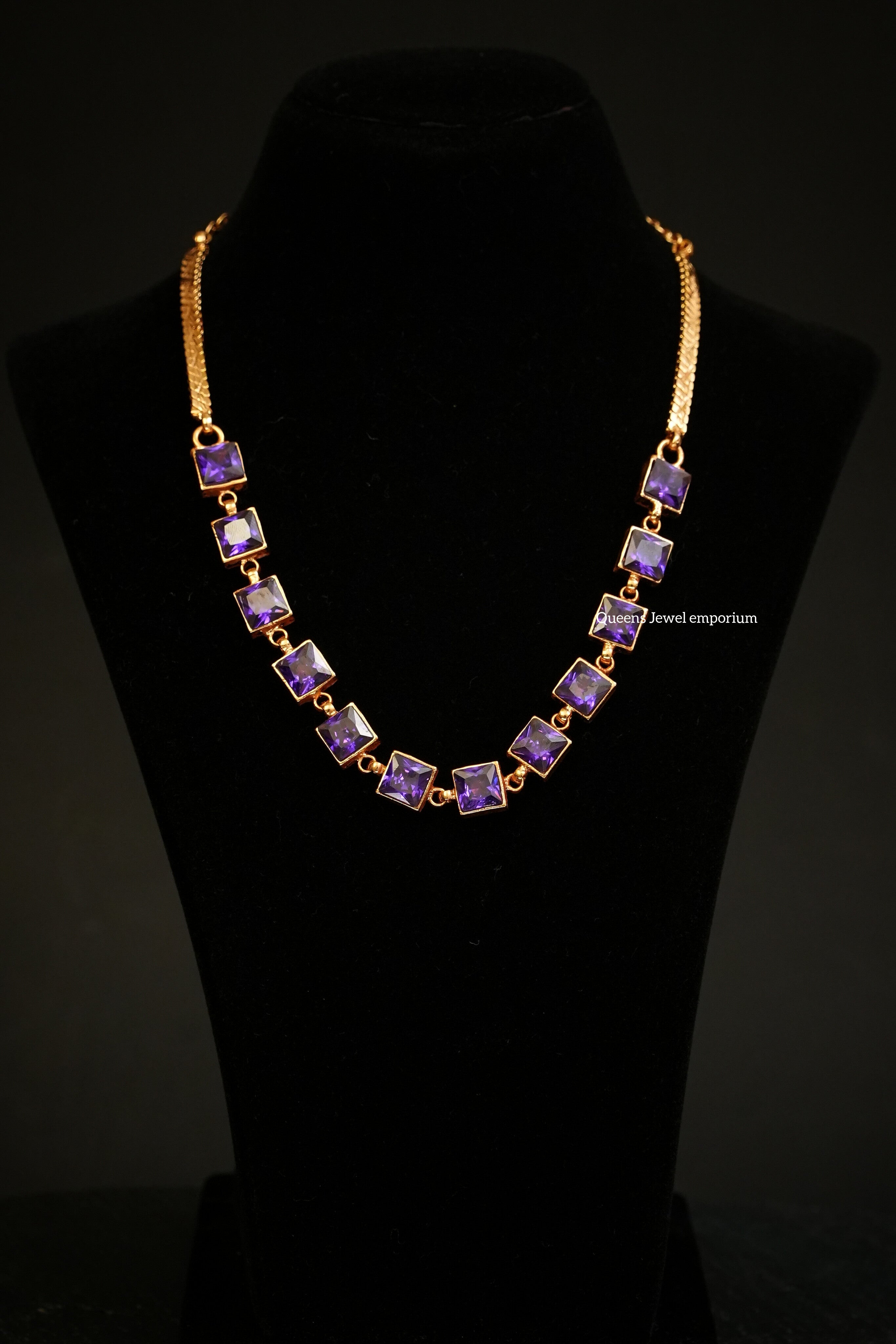 Madhulika Square Necklace  - Violet