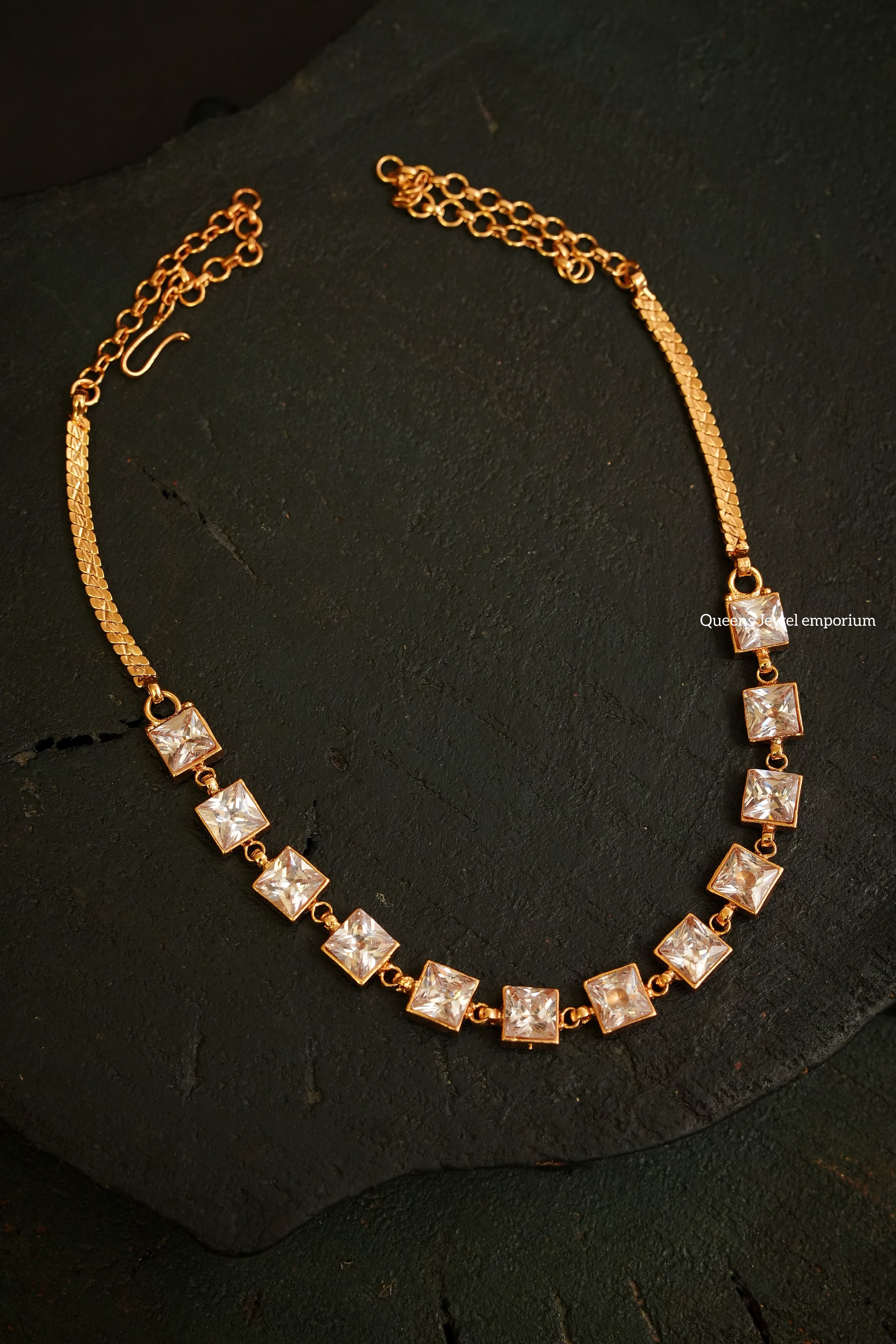 Madhulika Square Necklace  - Zircon