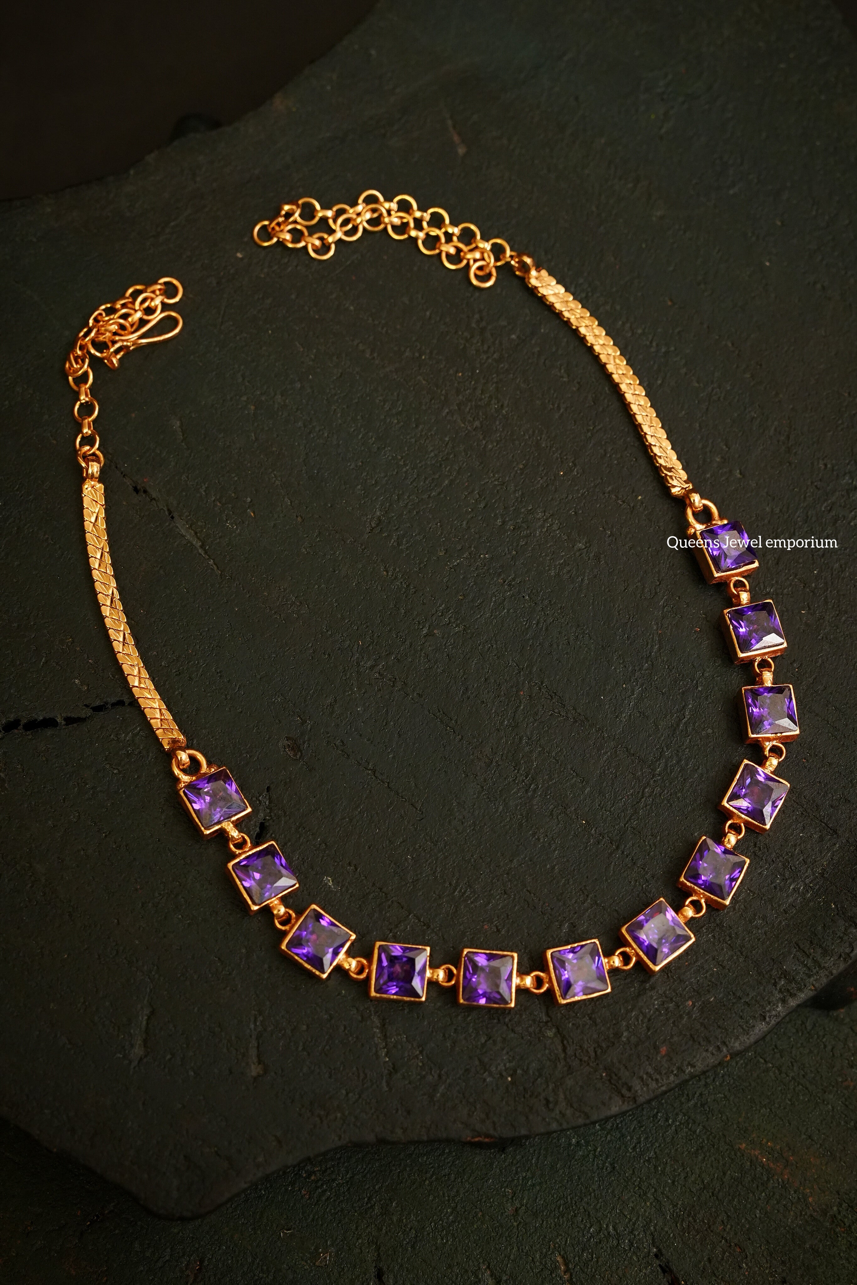 Madhulika Square Necklace  - Violet