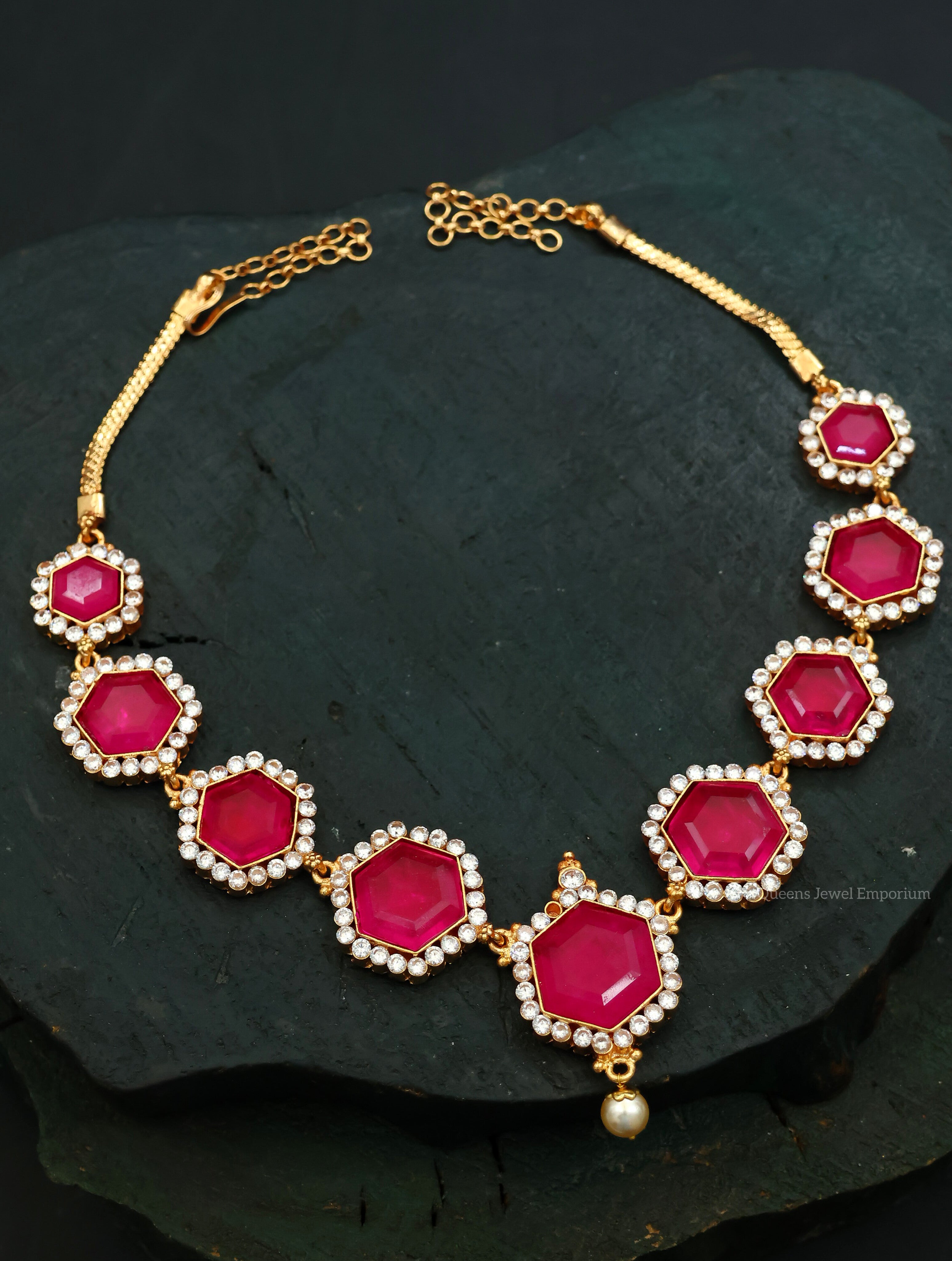 Raja Aabharana Necklace - Pink