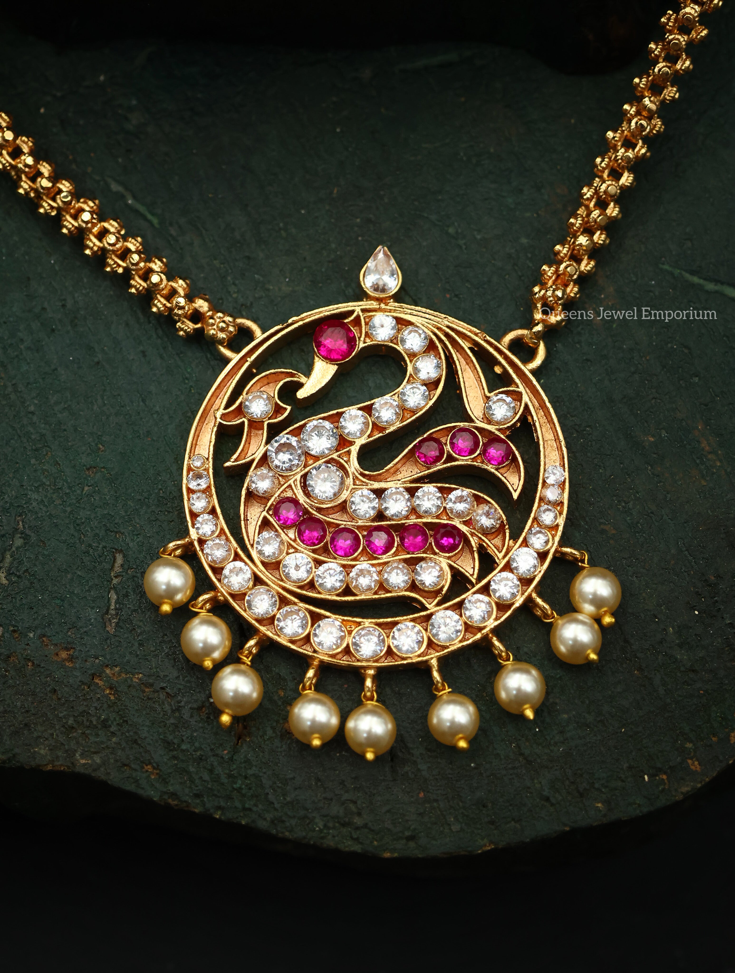 Vanathi Long Chain - White