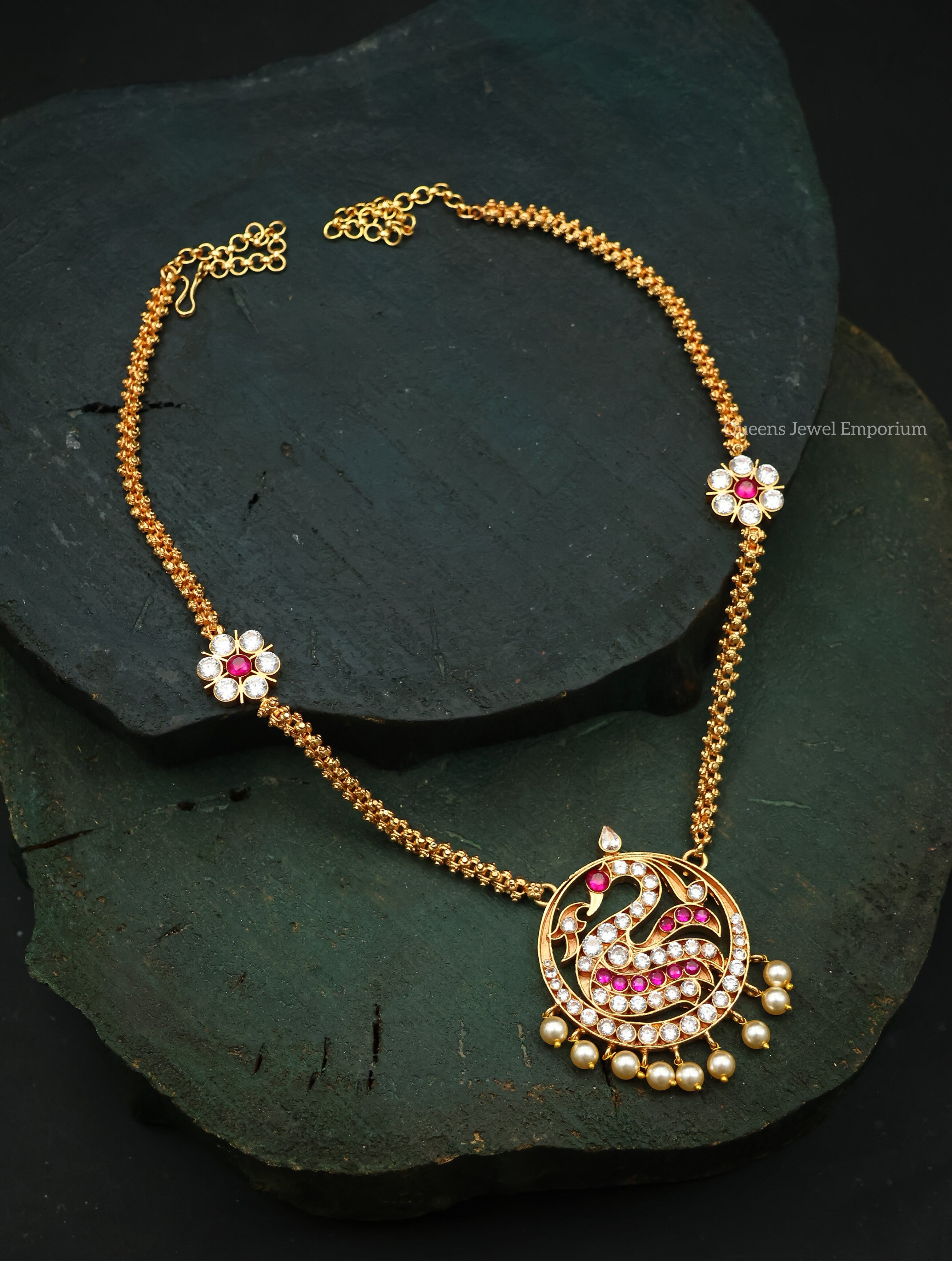 Vanathi Long Chain - White