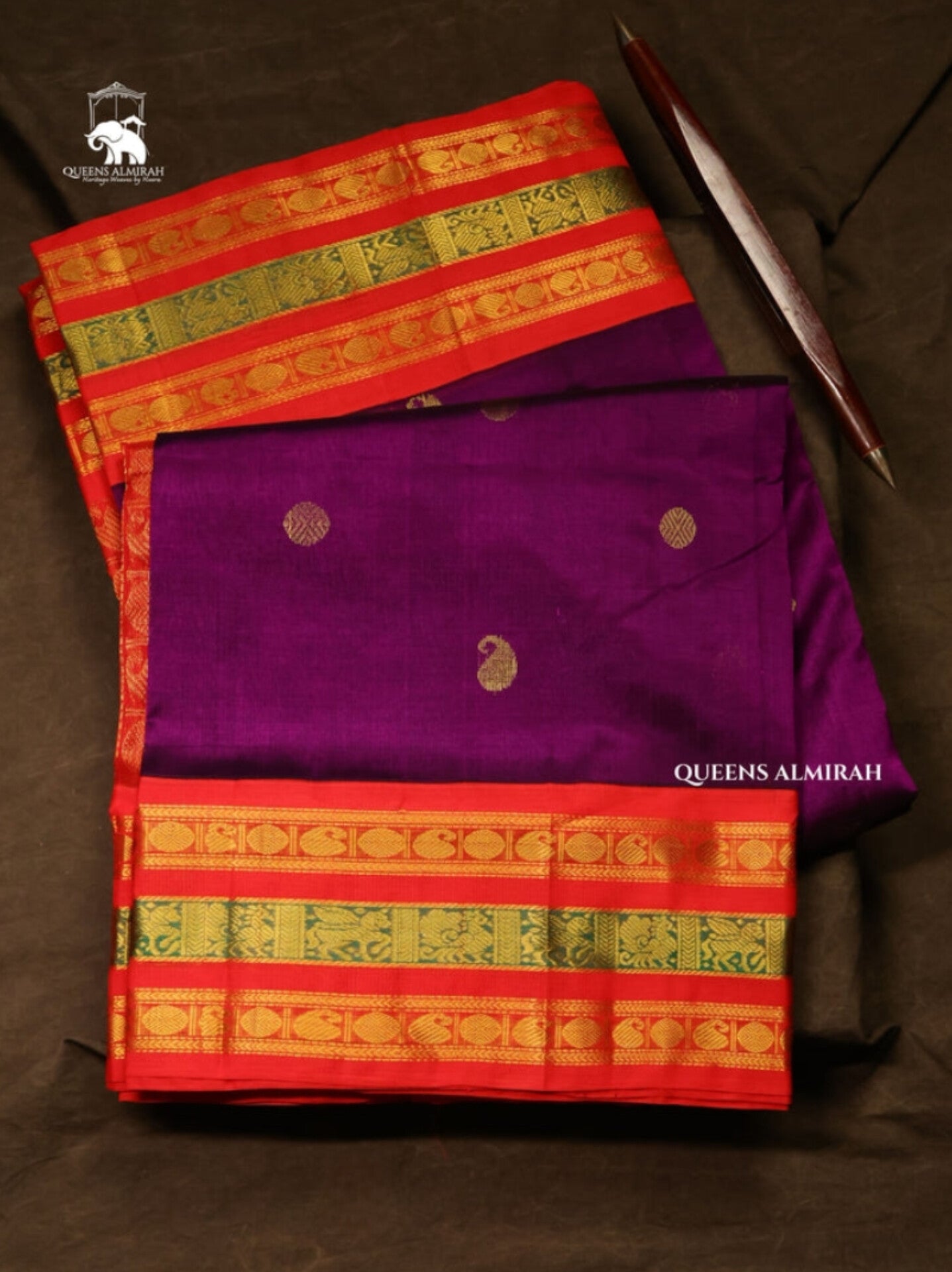 Purple With Red Pure Silk Cotton Saree