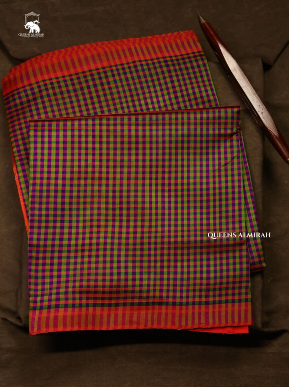 Multi Kattam With Red Border Pure Silk Cotton Saree