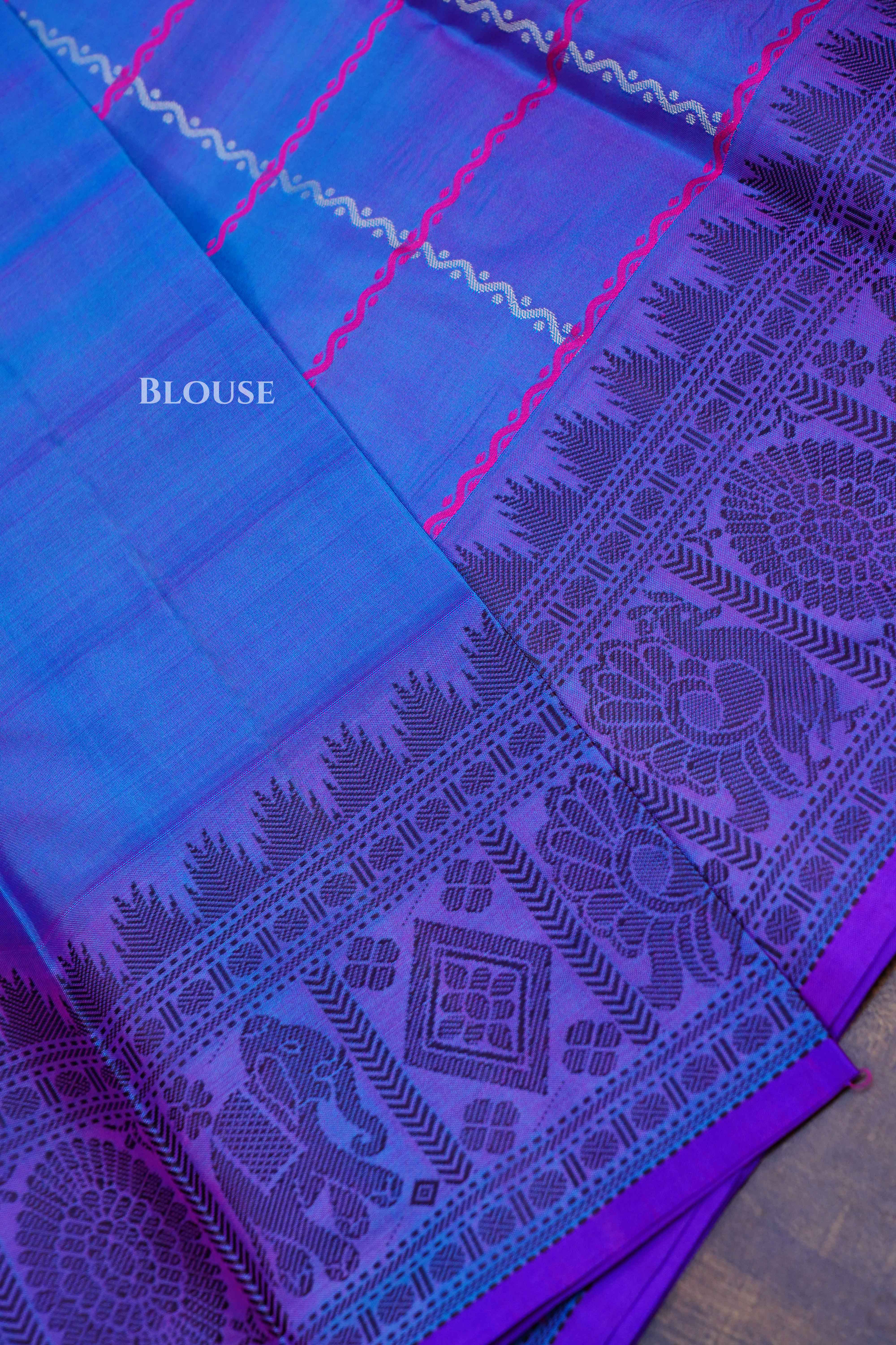 Iris Blue Pure Kanchivaram Silk Saree QUEENS ALMIRAH