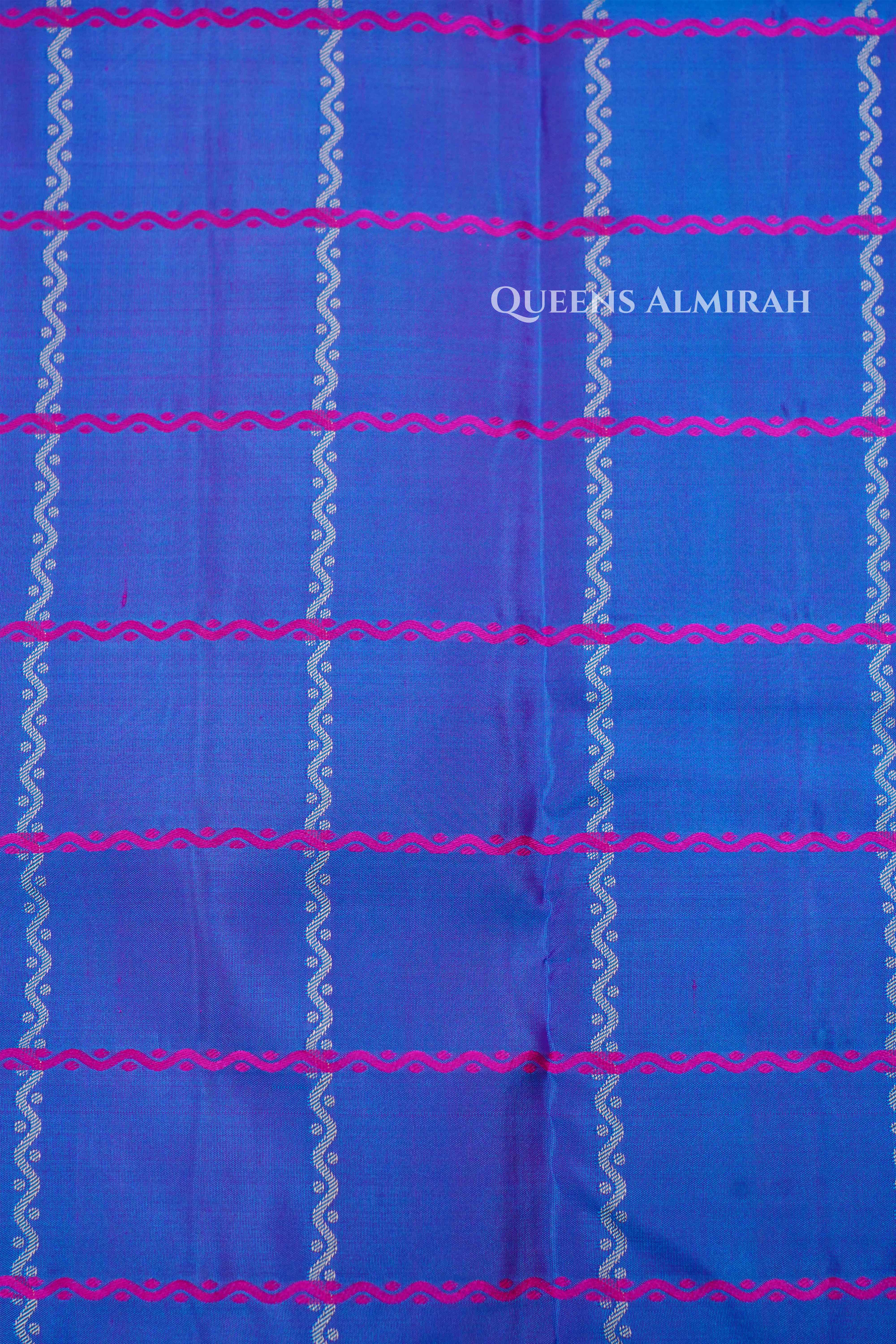Iris Blue Pure Kanchivaram Silk Saree QUEENS ALMIRAH