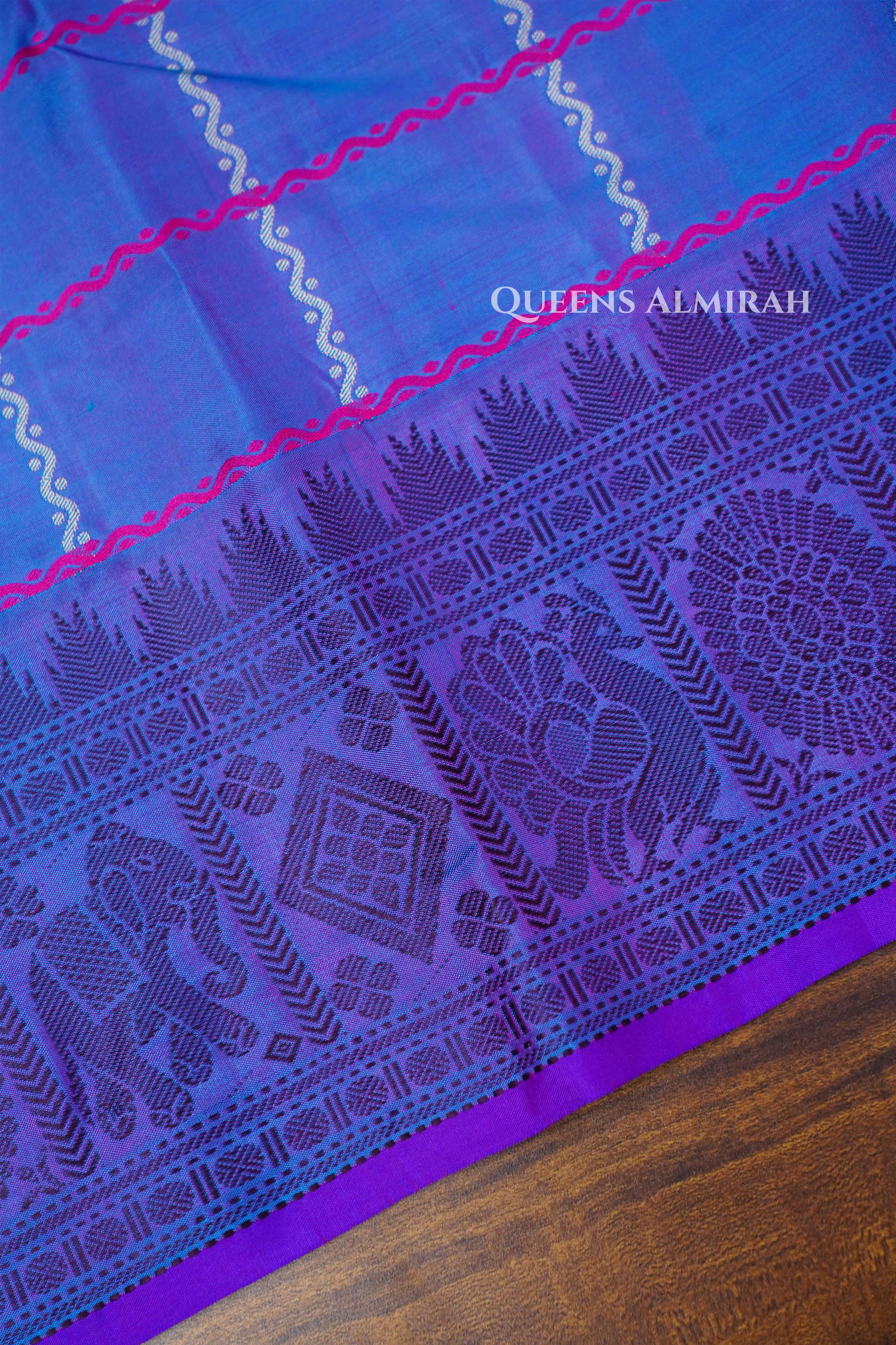Iris Blue Pure Kanchivaram Silk Saree QUEENS ALMIRAH