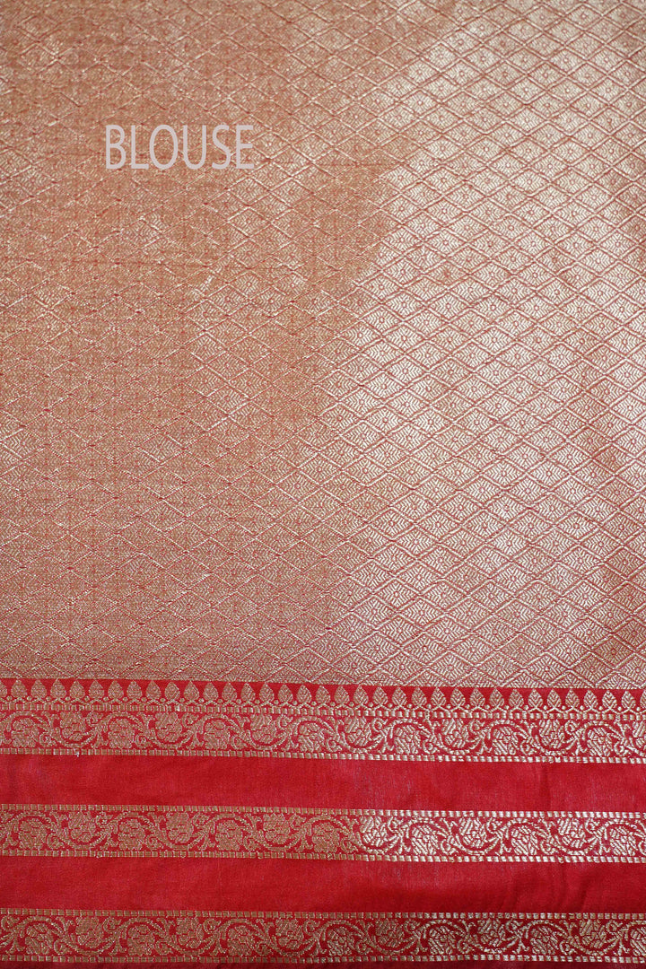 RED CHILLY SEMI  MUNGA SILK SAREE - Queens Jewel Emporium