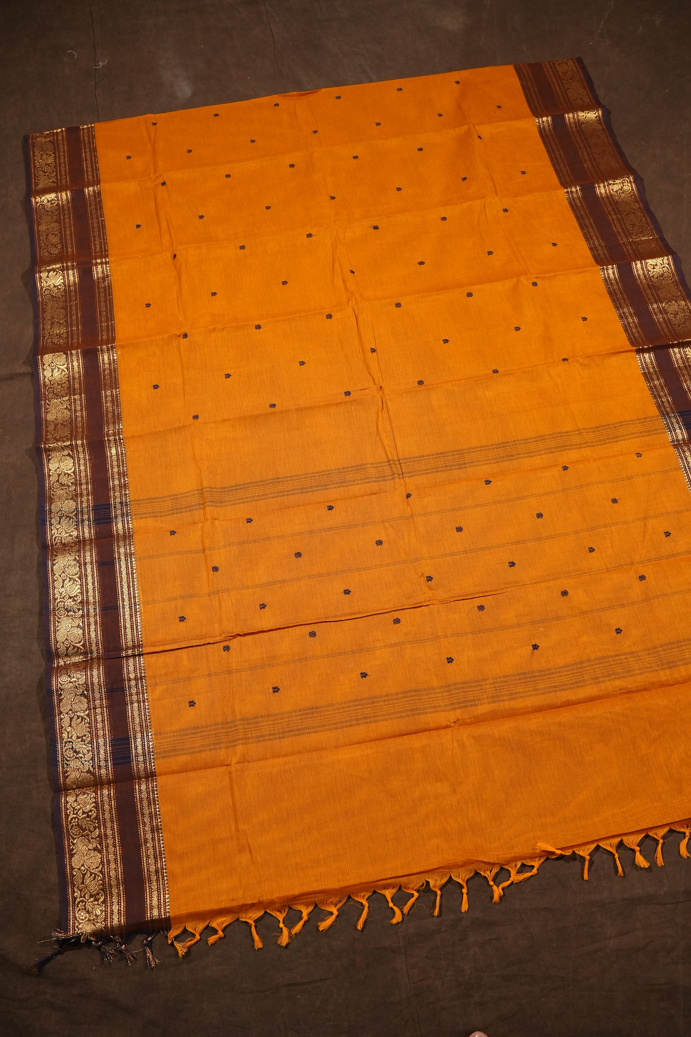 Yellow With Brown Kanchi Cotton Saree