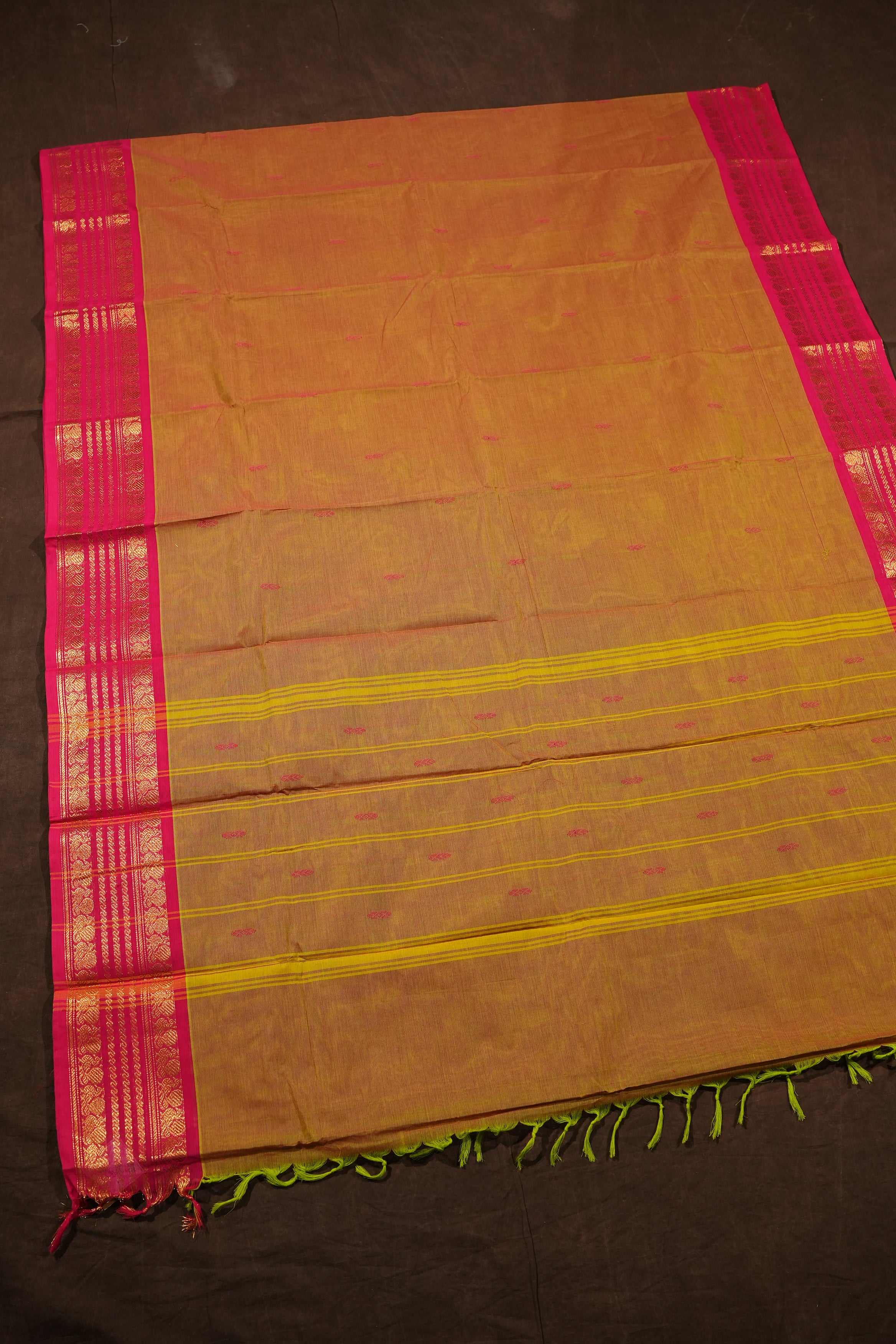 Yellow With Red Kanchi Cotton Saree