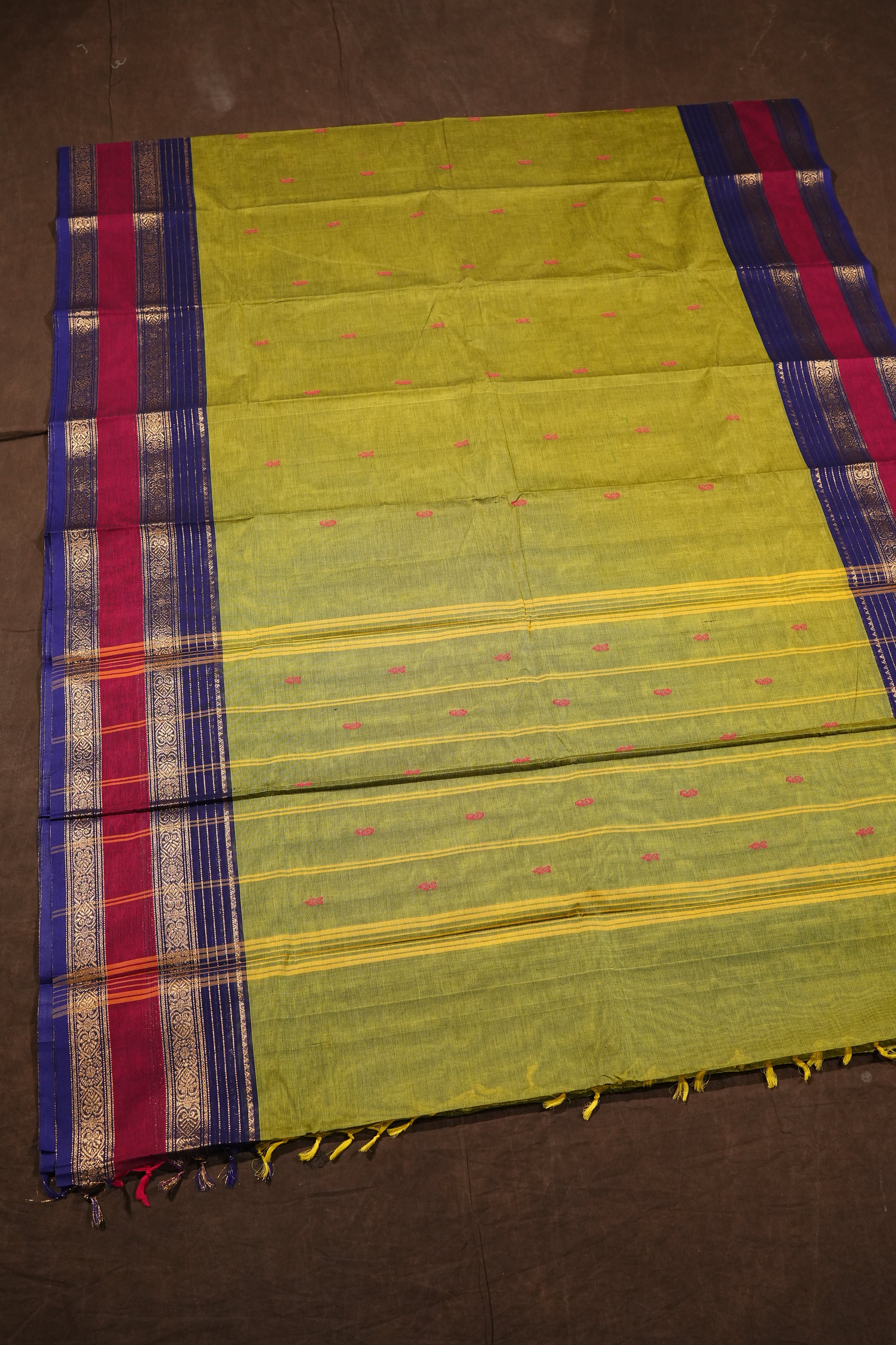 Green With Blue Kanchi Cotton Saree