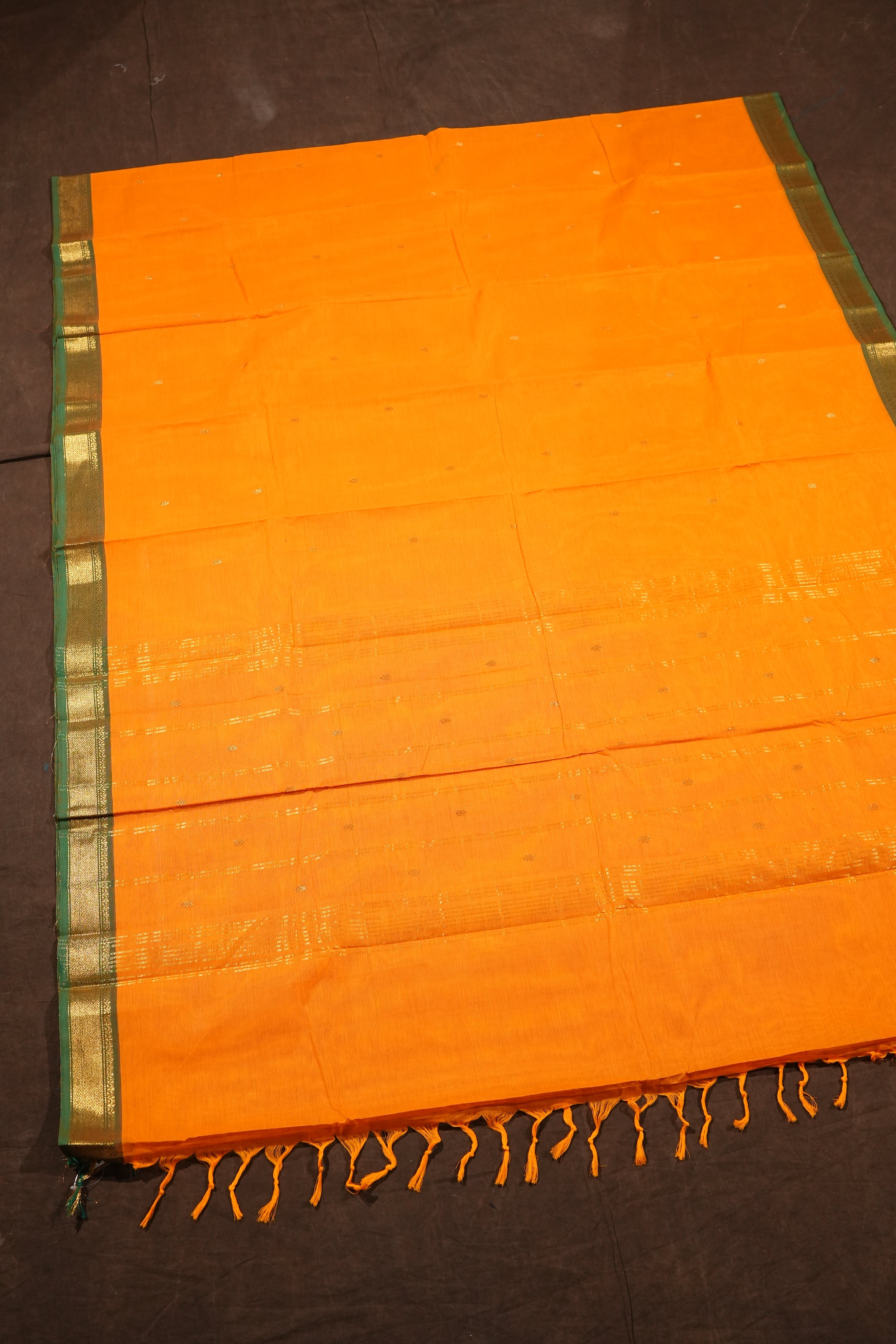 Yellow With Green Kanchi Cotton Saree