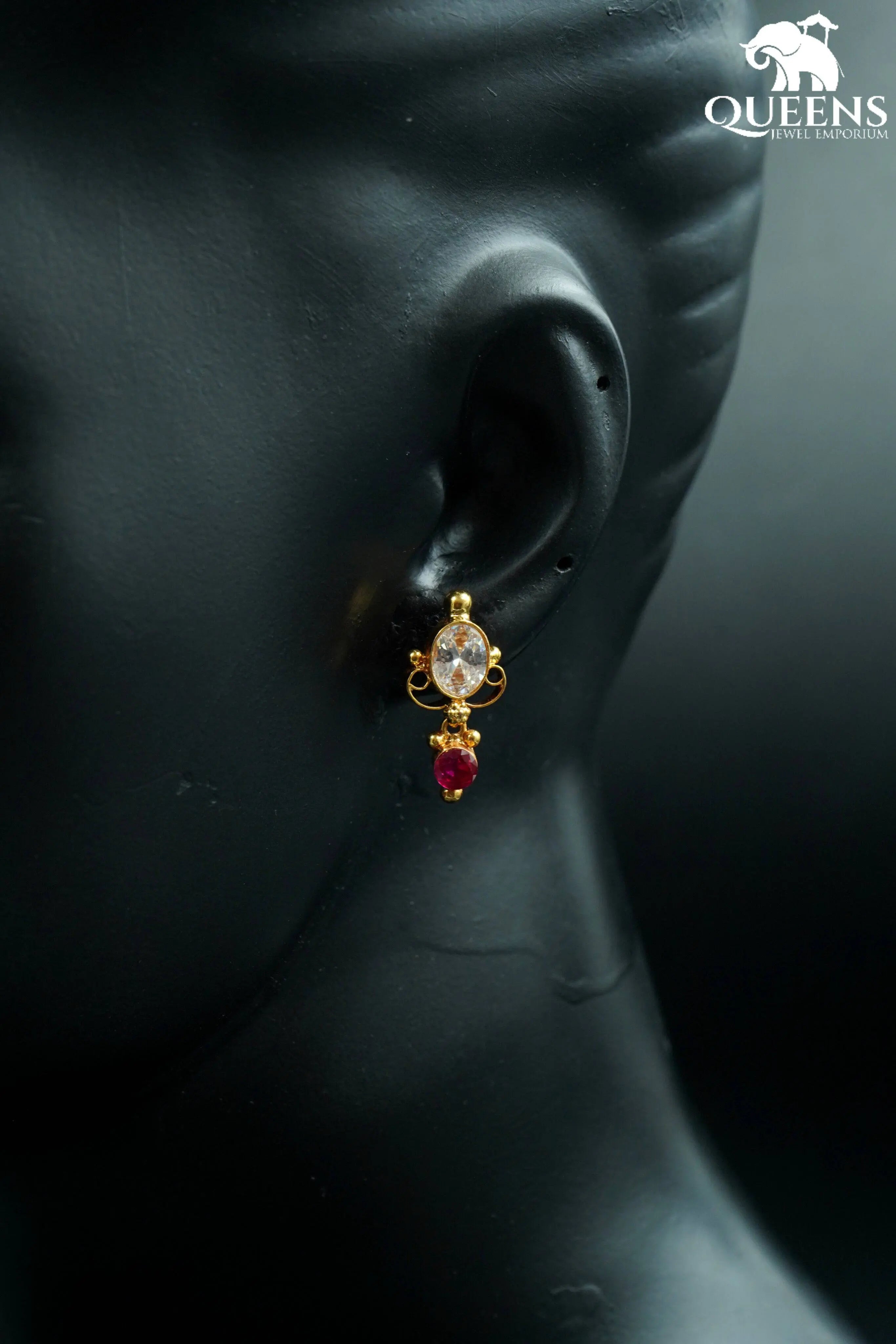KAYAL SIMPLE STUD - WHITE - Queens Jewel Emporium