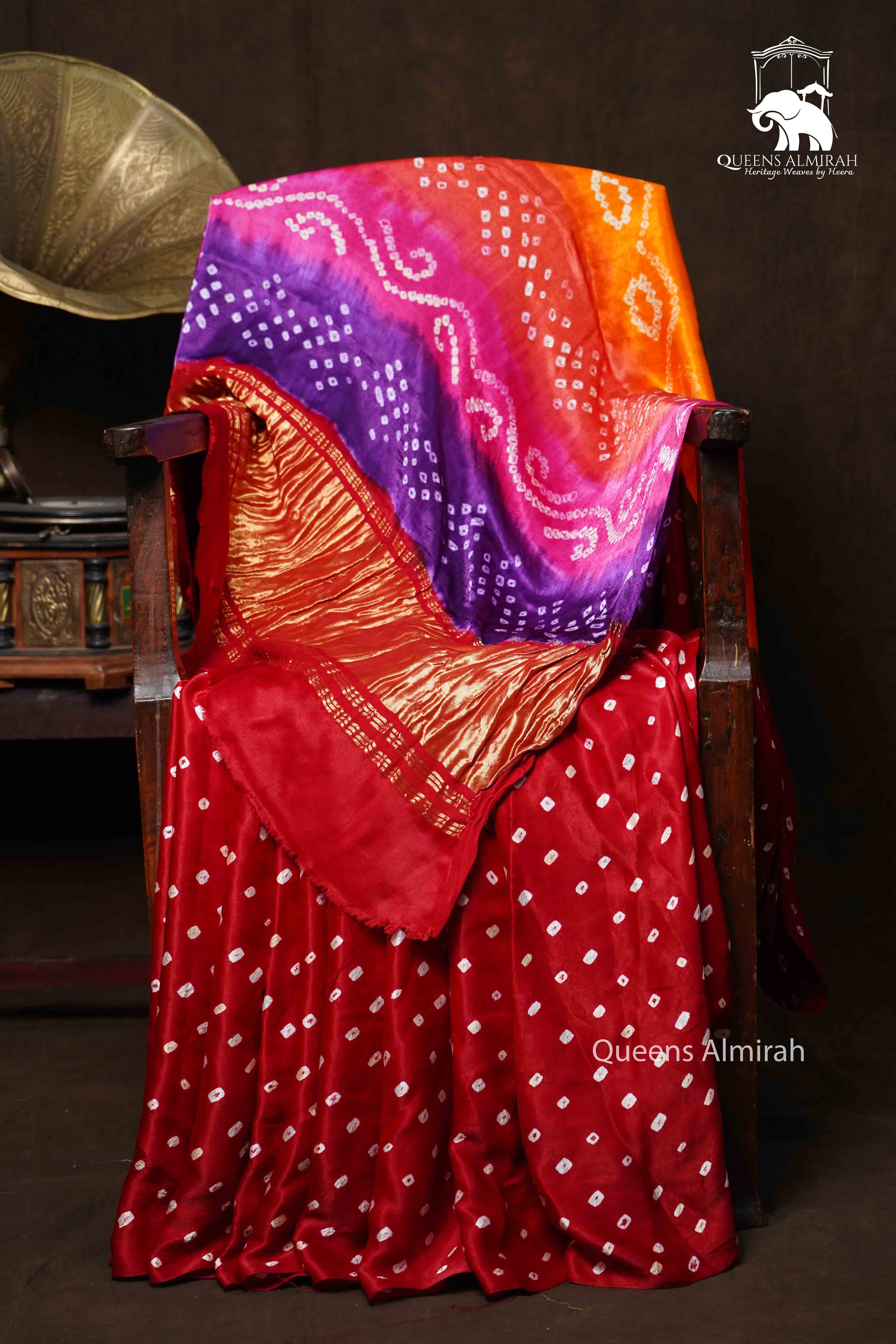 LAVA RED 2 MODAL SILK SAREE - Queens Jewel Emporium
