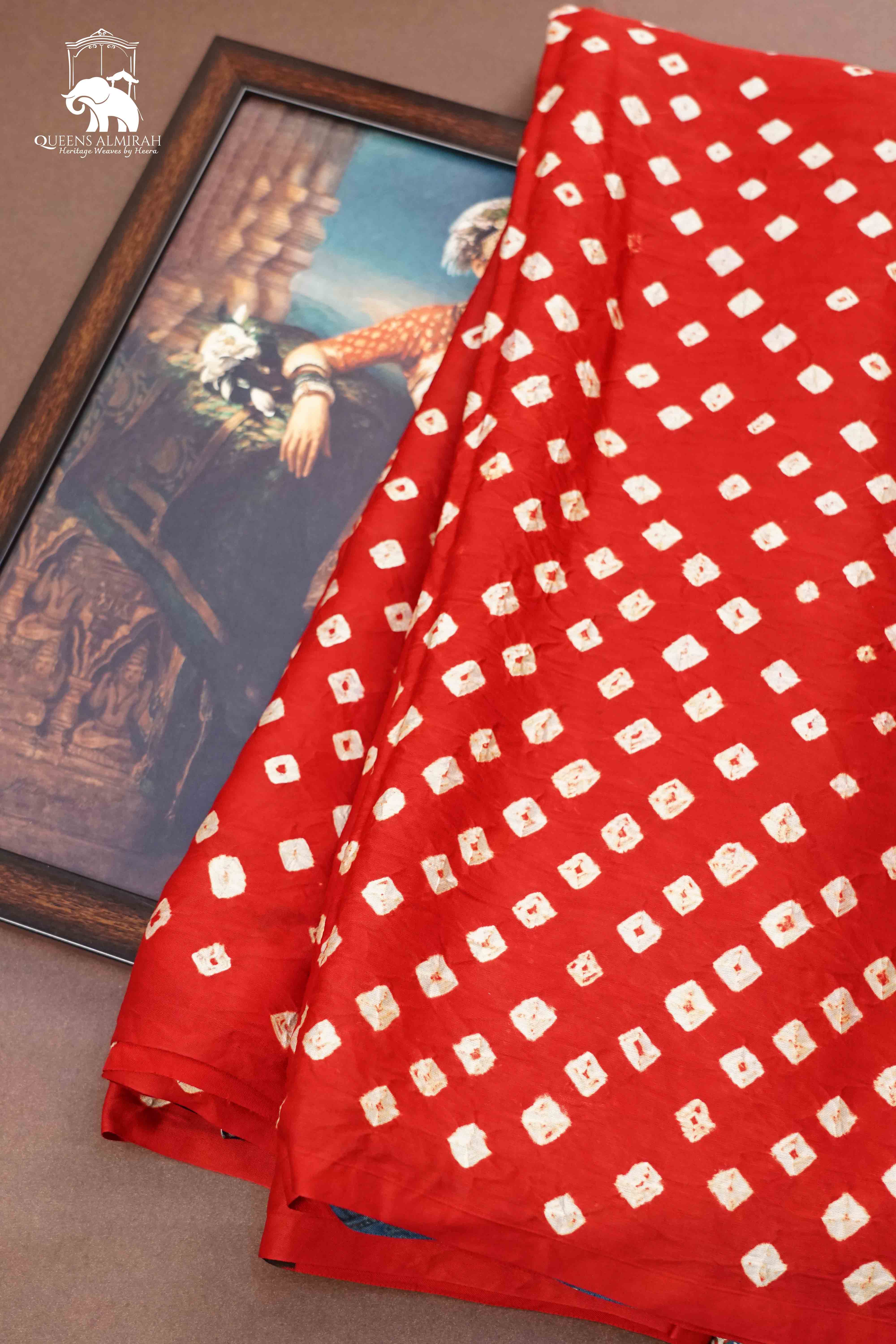 LAVA RED 2 MODAL SILK SAREE - Queens Jewel Emporium