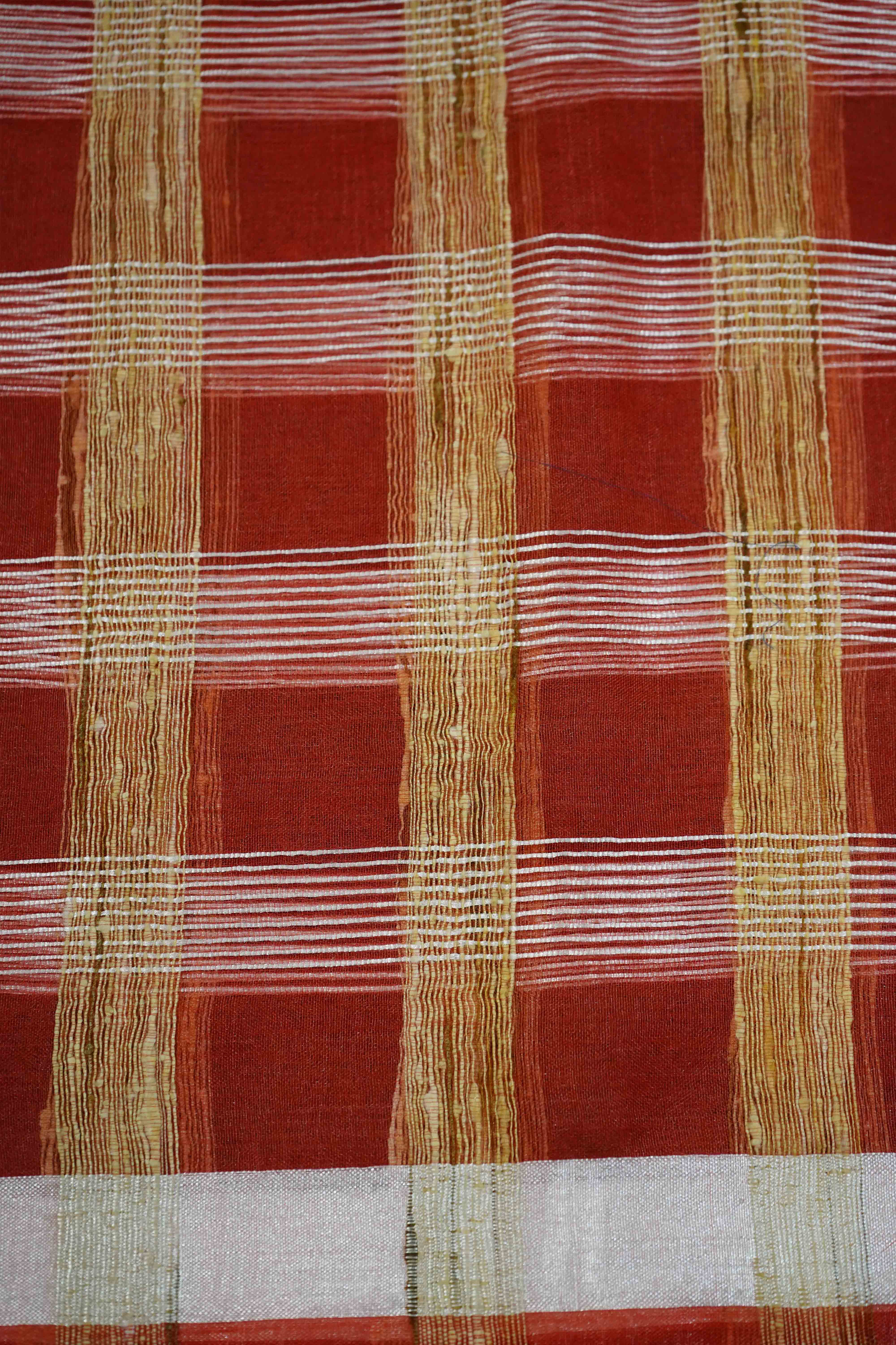 LAVA RED GHICHA ORAGANZA SAREE - Queens Jewel Emporium