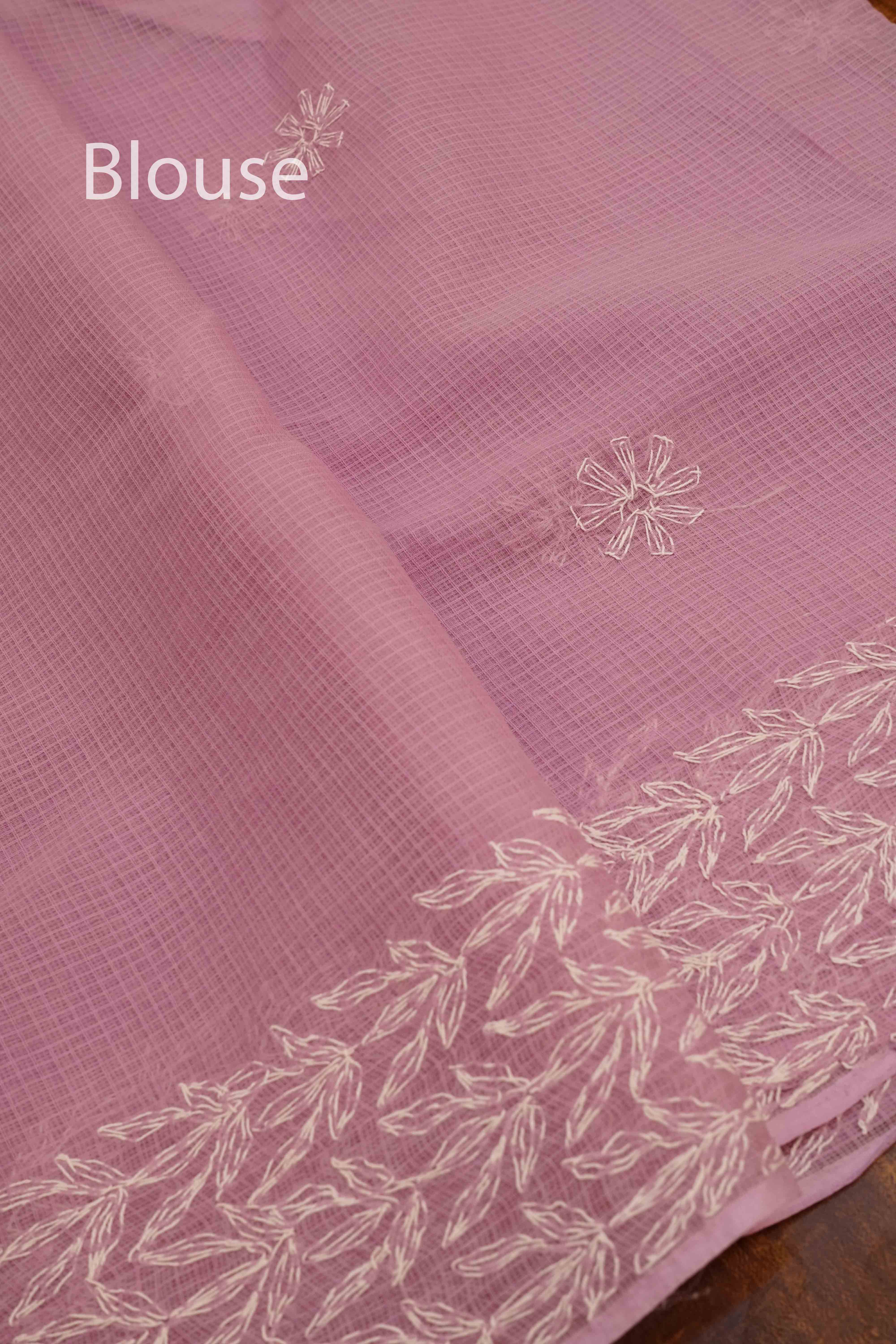 LAVENDER PINK CHIKANKARI SAREE - Queens Jewel Emporium
