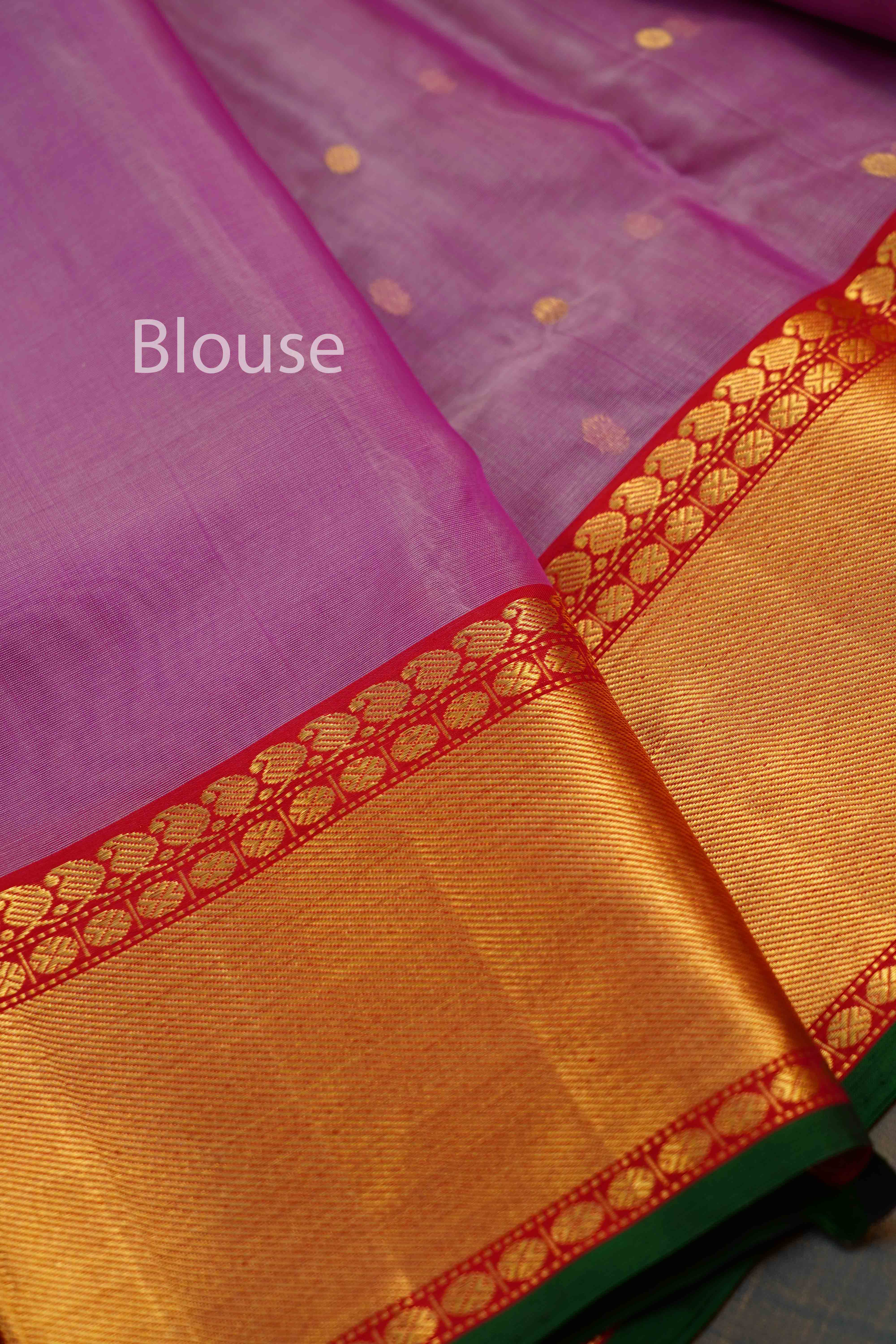 LAVENDER PURPLE KATAN HANDLOOM PURE CHANDERI SILK SAREE - Queens Jewel Emporium