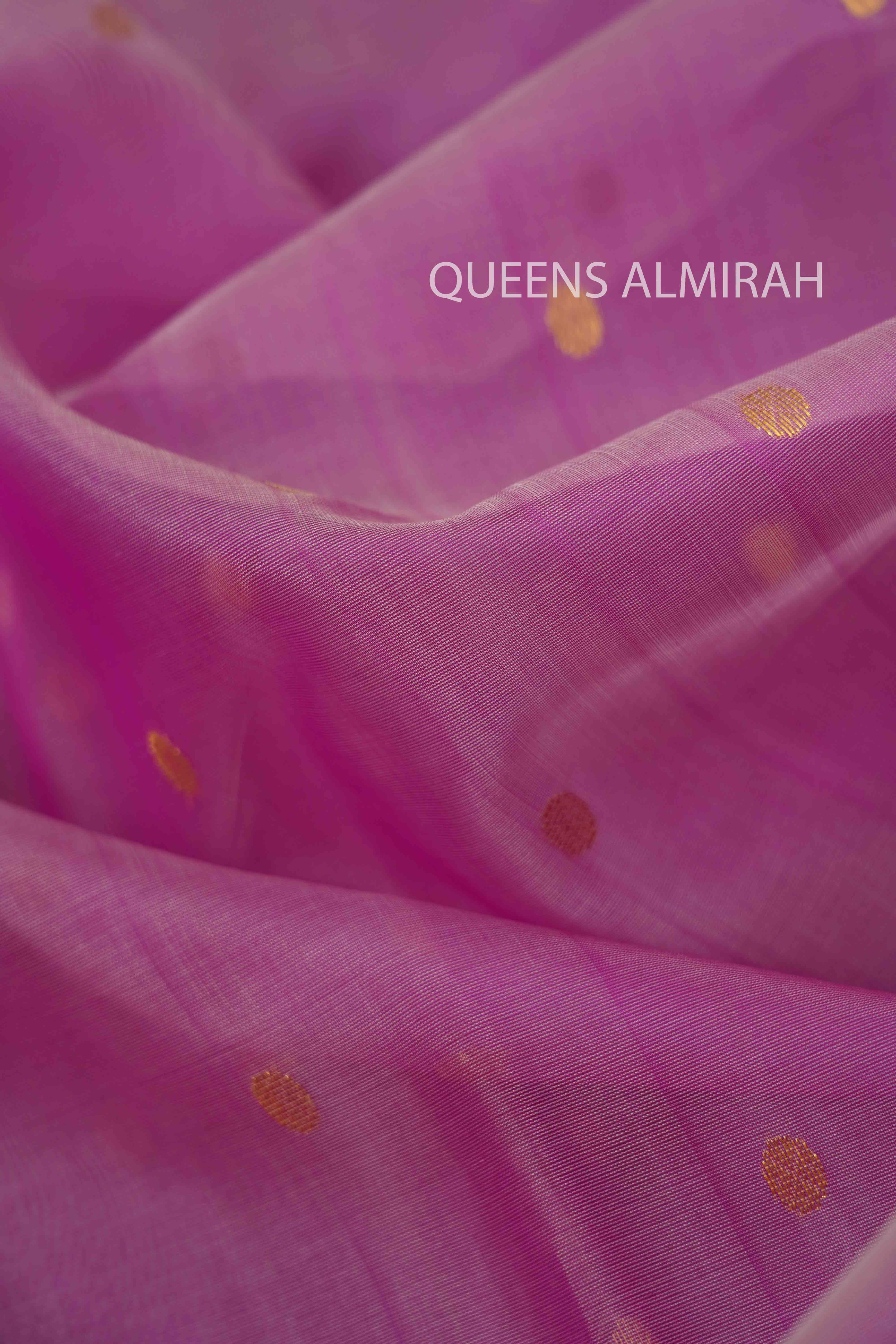 LAVENDER PURPLE KATAN HANDLOOM PURE CHANDERI SILK SAREE - Queens Jewel Emporium