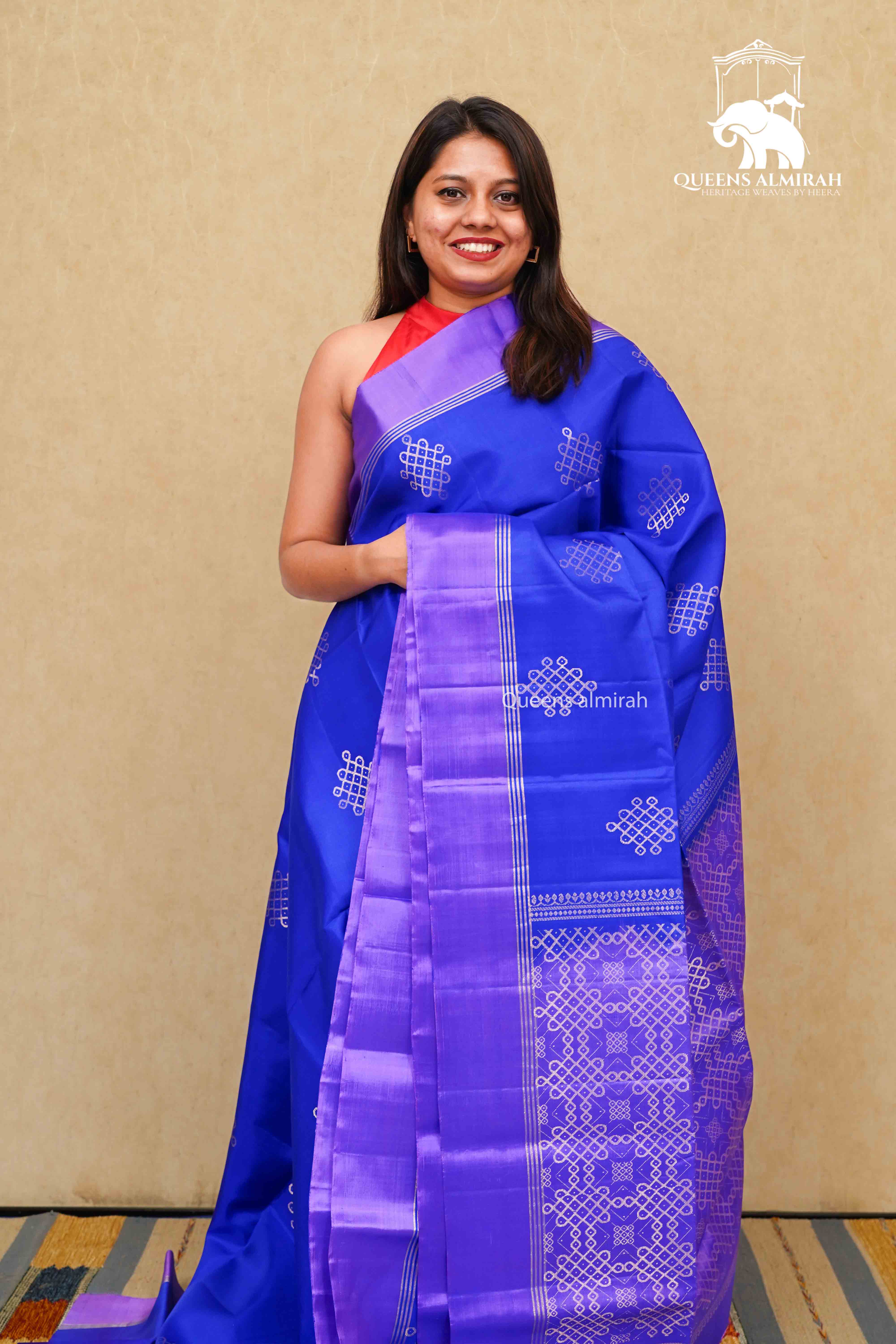 LAVENDER WITH PURPLE PURE KANCHI SOFT SILK SAREE - Queens Jewel Emporium