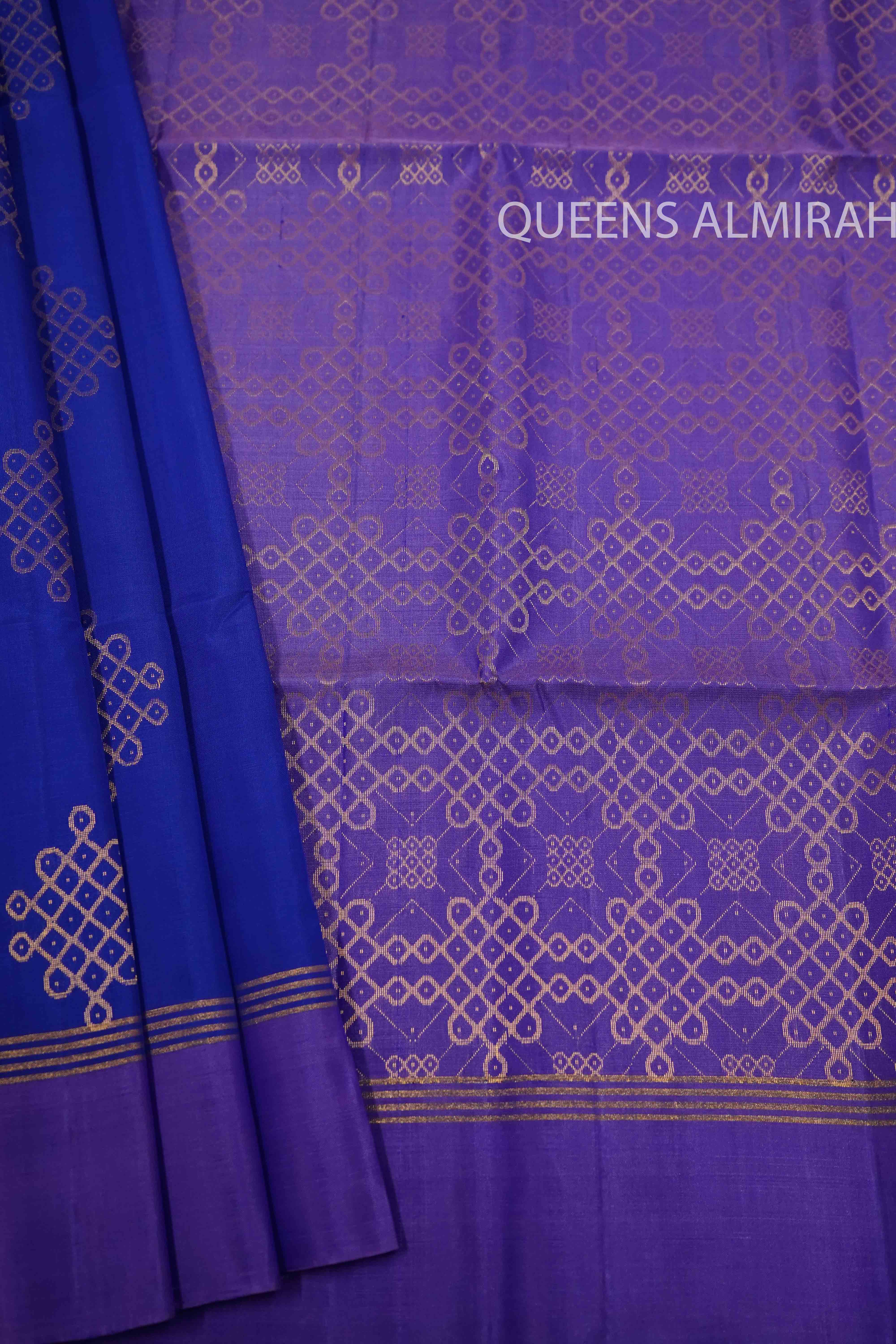 LAVENDER WITH PURPLE PURE KANCHI SOFT SILK SAREE - Queens Jewel Emporium