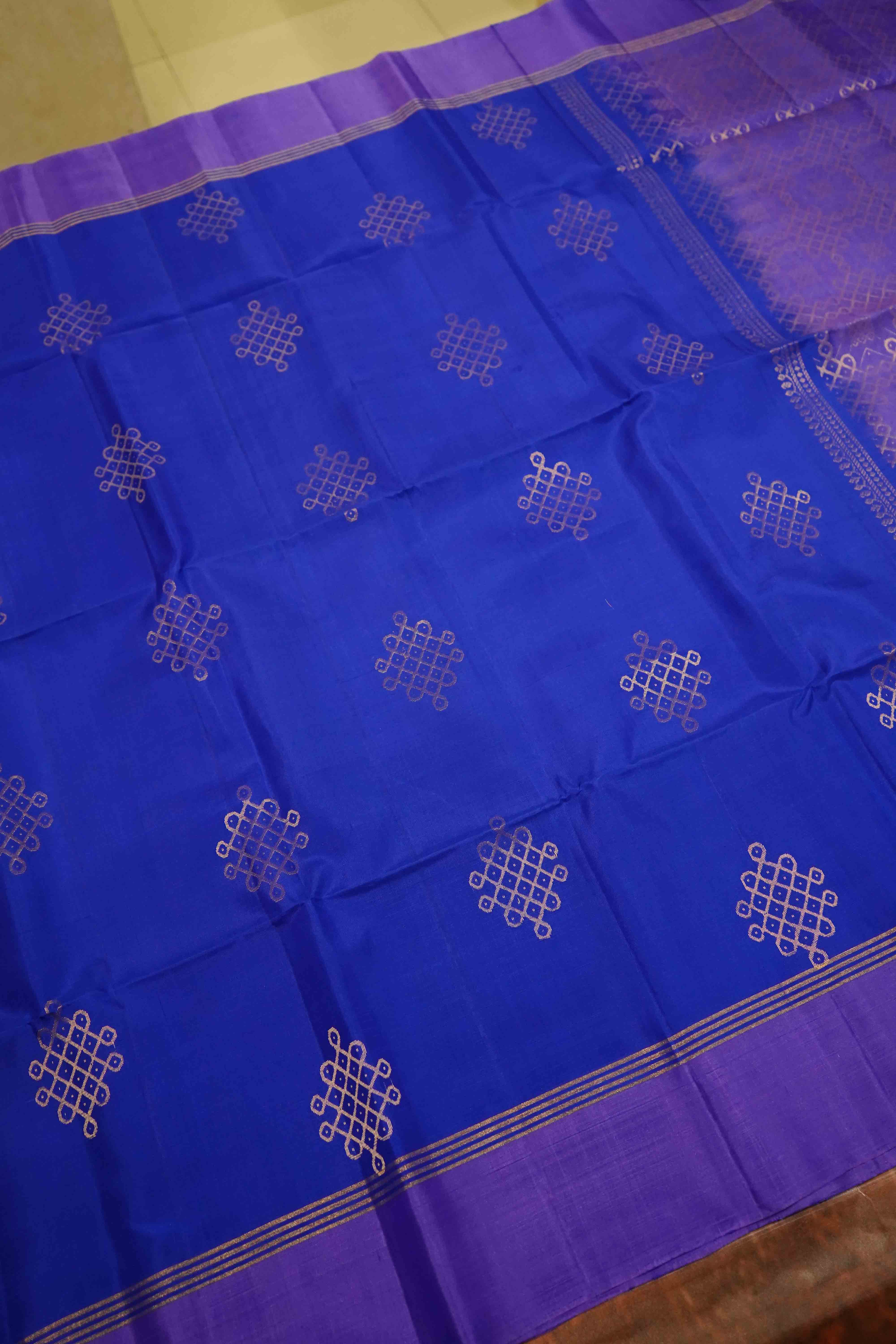 LAVENDER WITH PURPLE PURE KANCHI SOFT SILK SAREE - Queens Jewel Emporium