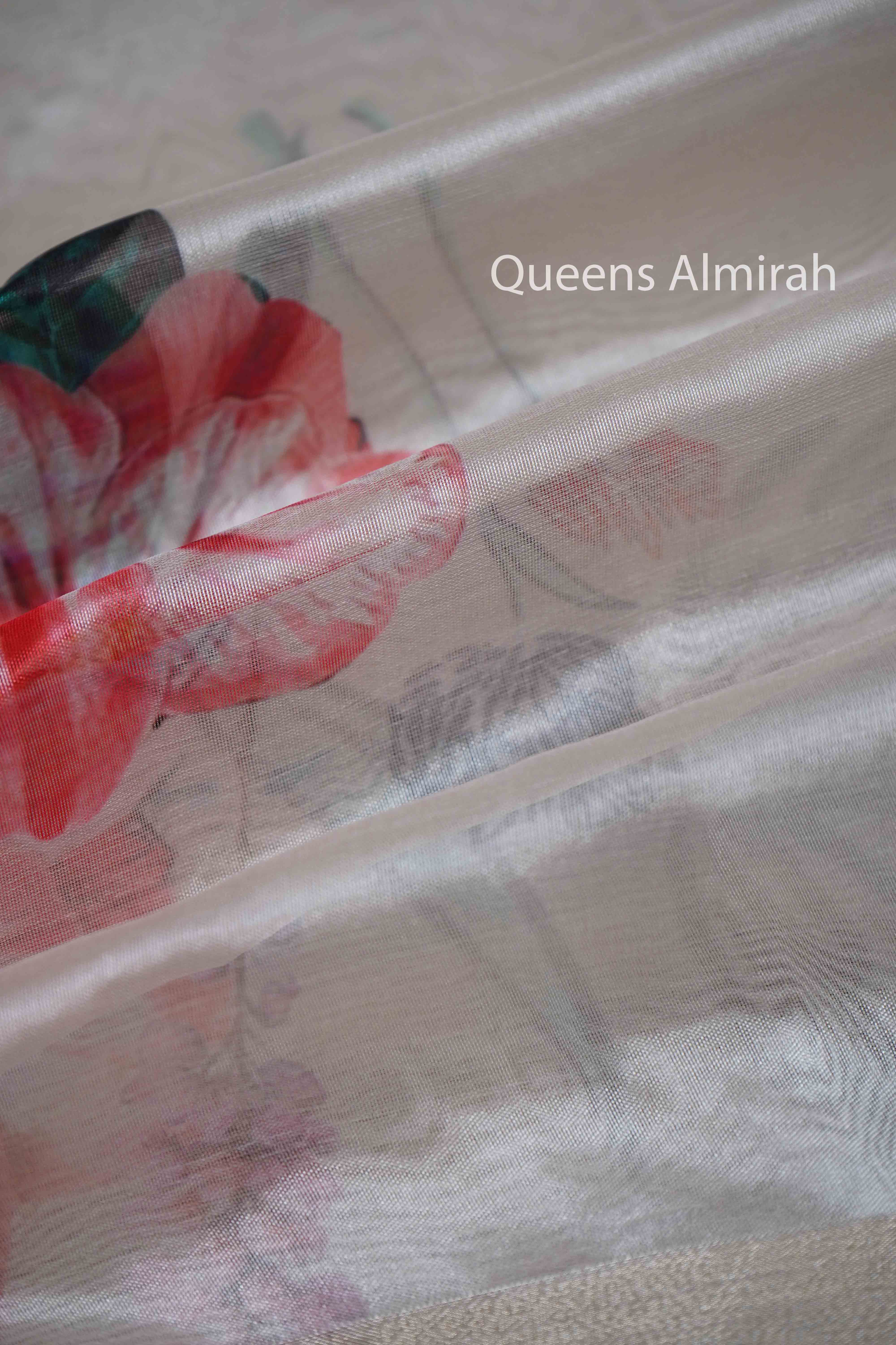 LIGHT CHAMPAGNE ORGANZA SAREE - Queens Jewel Emporium