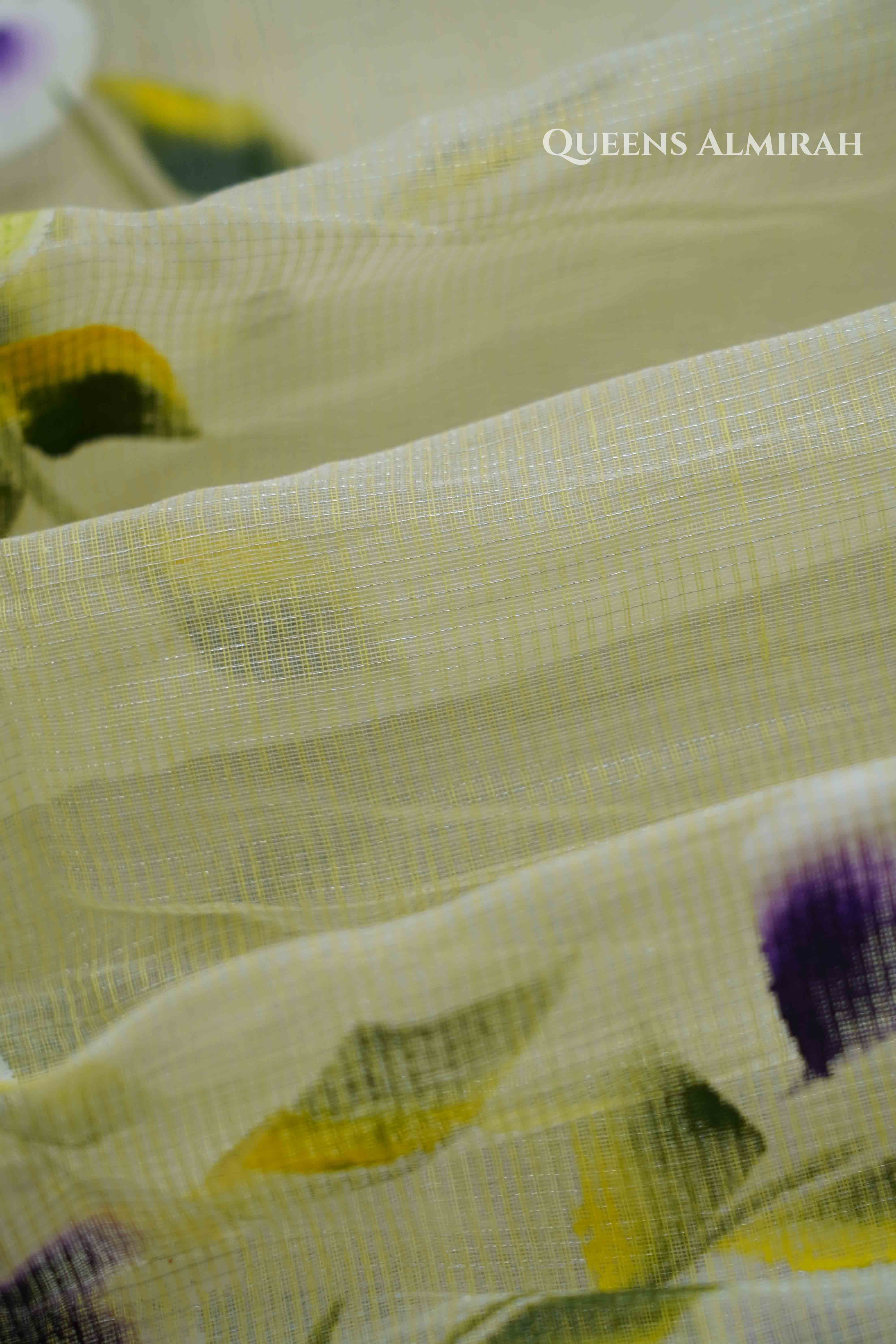 LIGHT GREEN KOTA TISSUE SAREE - Queens Jewel Emporium