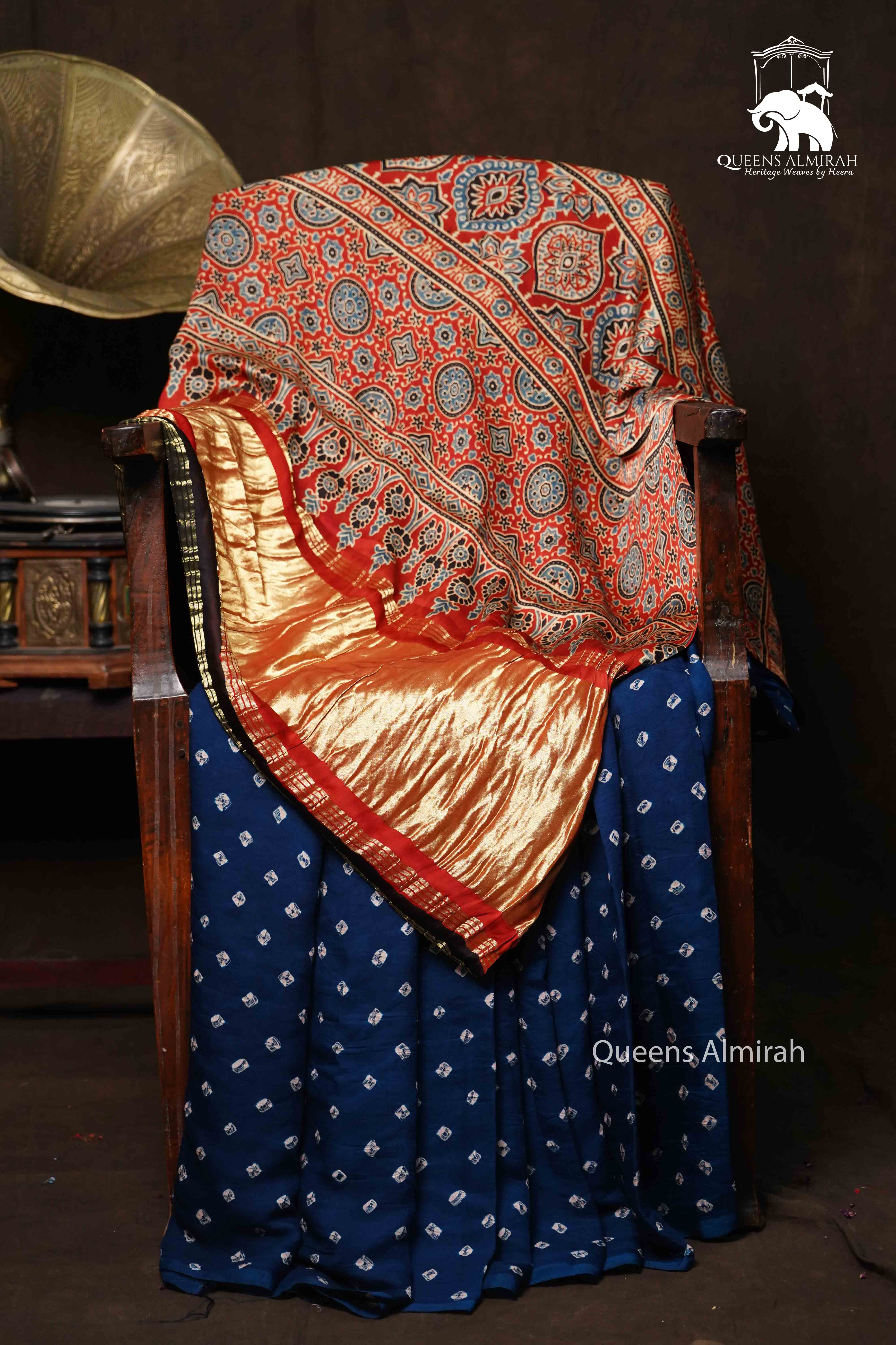 LIGHT NAVY MODAL SILK SAREE 2 - Queens Jewel Emporium