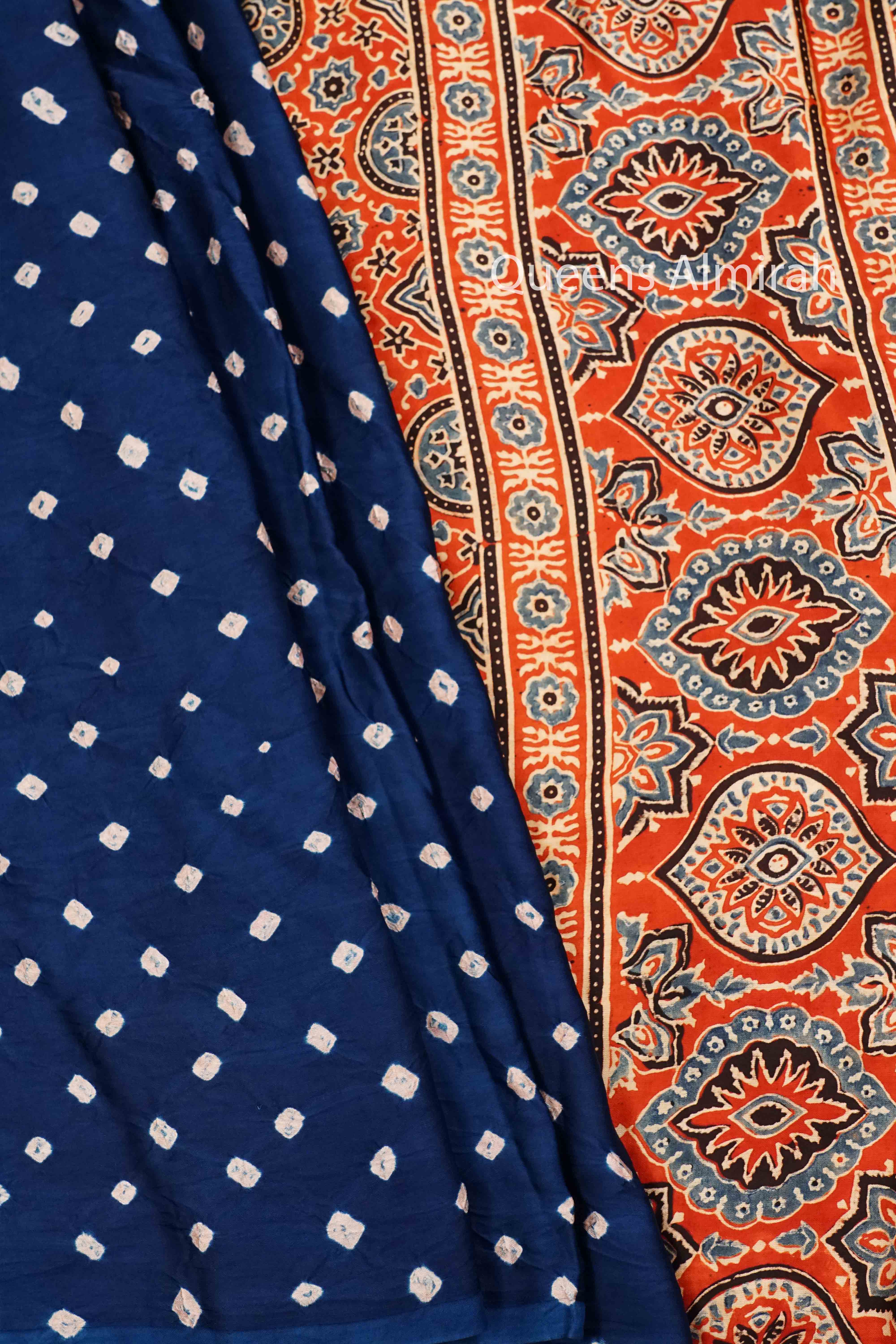 LIGHT NAVY MODAL SILK SAREE 2 - Queens Jewel Emporium