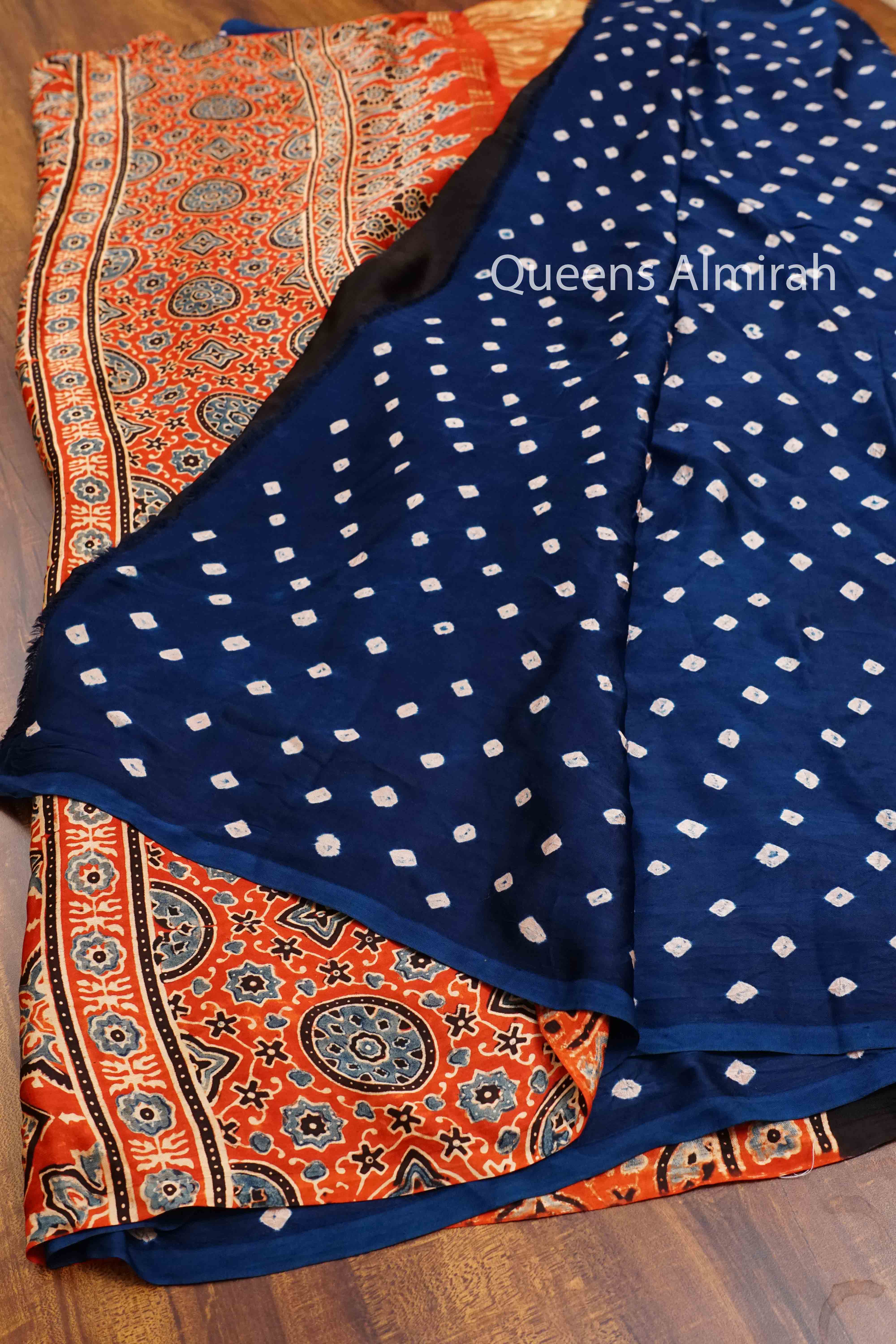 LIGHT NAVY MODAL SILK SAREE 2 - Queens Jewel Emporium