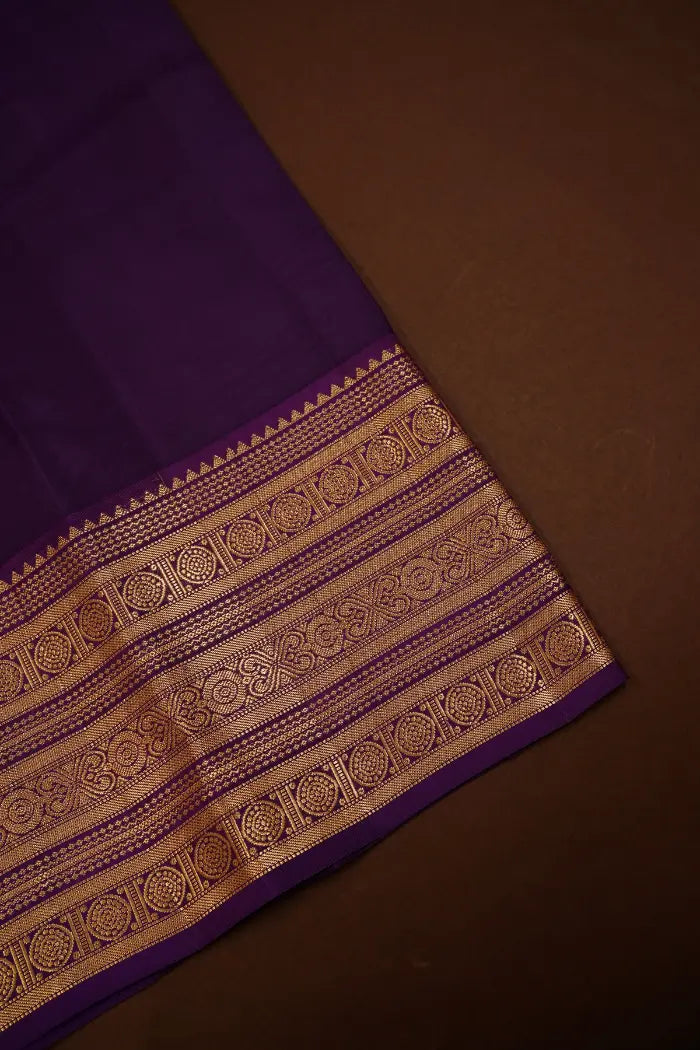 LIGHT PASTEL PURPLE WITH HONEY FLOWER PURE KANCHIVARAM SILK  SAREE - Queens Jewel Emporium