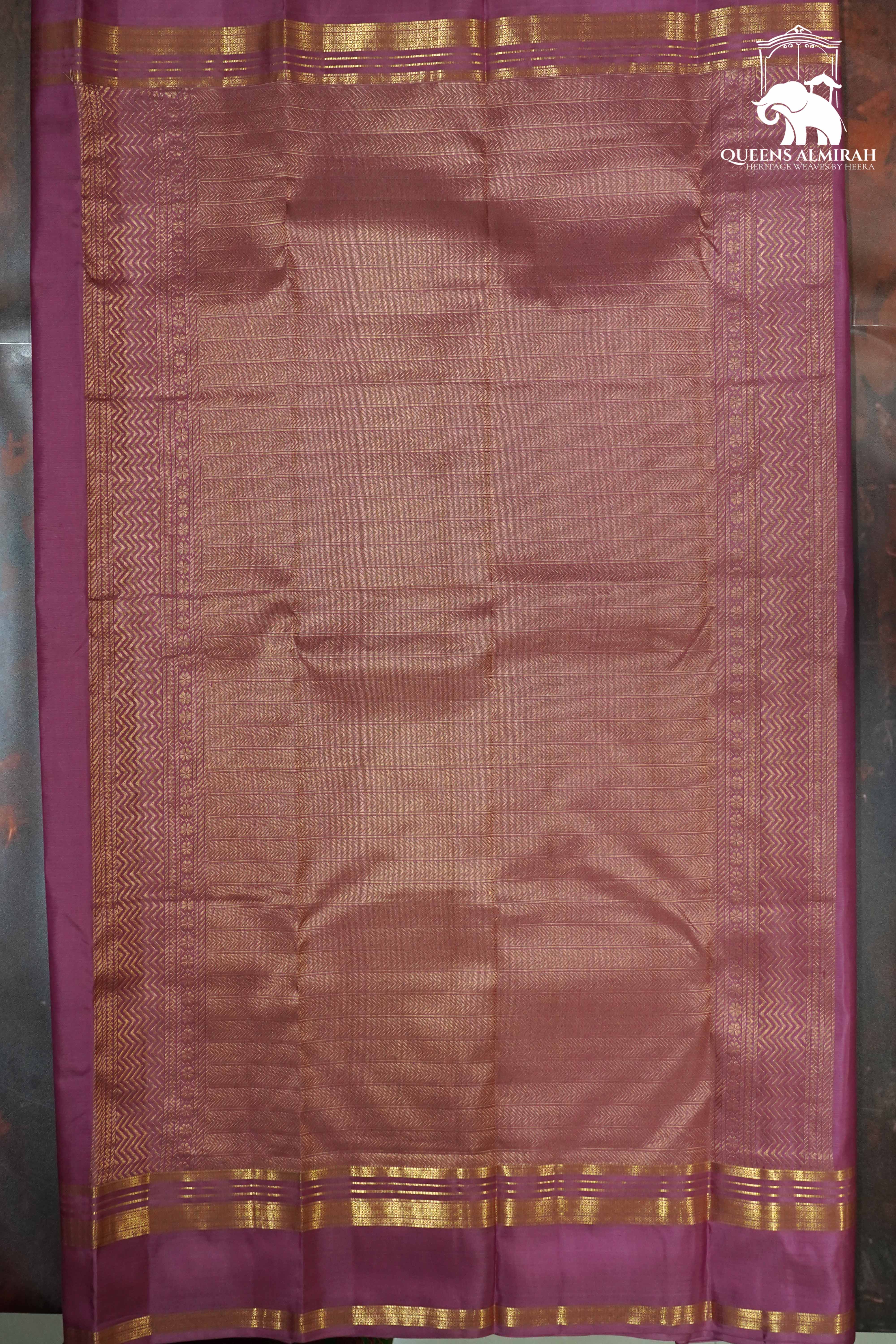 LIGHT PINK WITH WOVEN BORDER KANCHIVARAM SILK SAREE - Queens Jewel Emporium