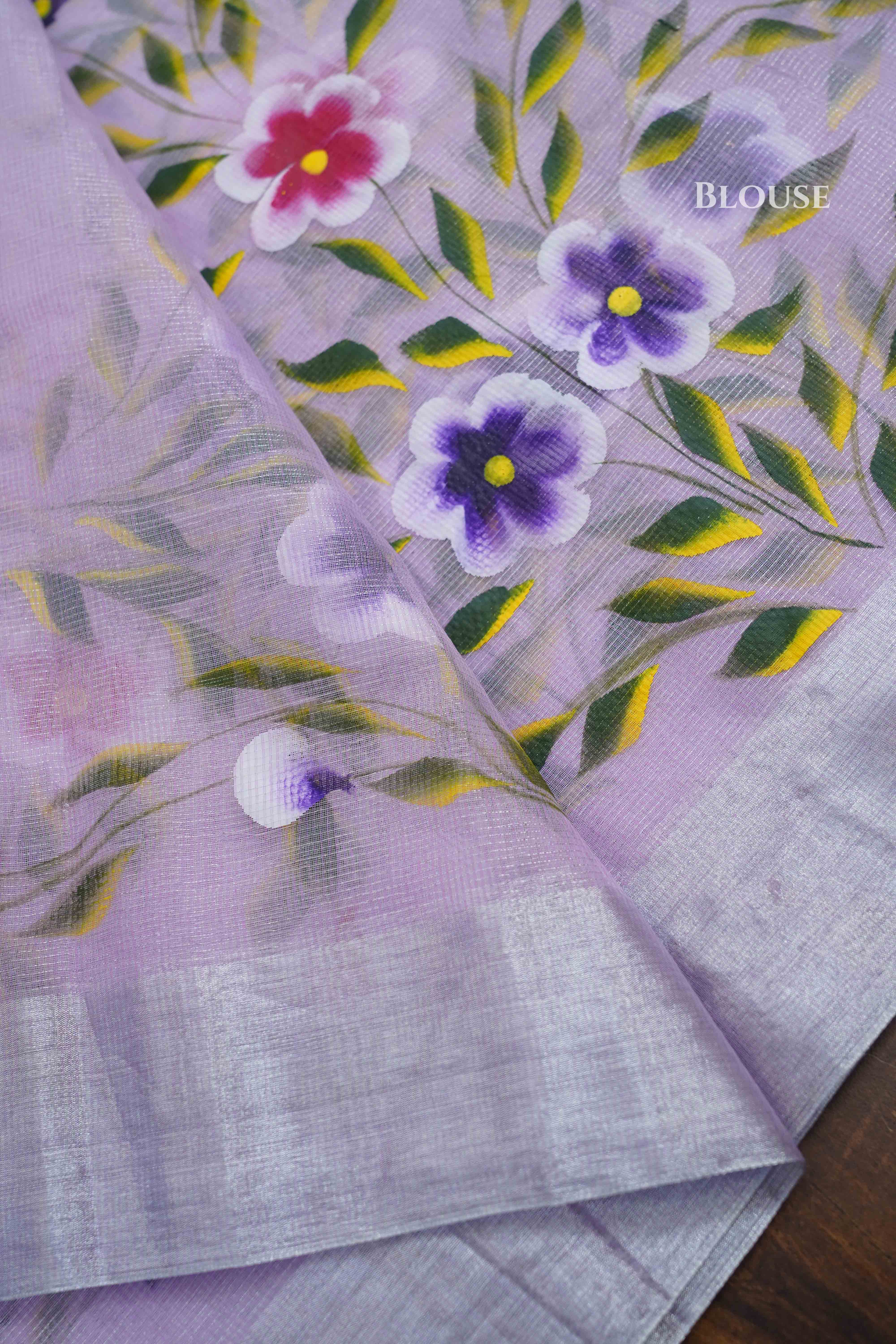 LILAC KOTA TISSUE SAREE - Queens Jewel Emporium