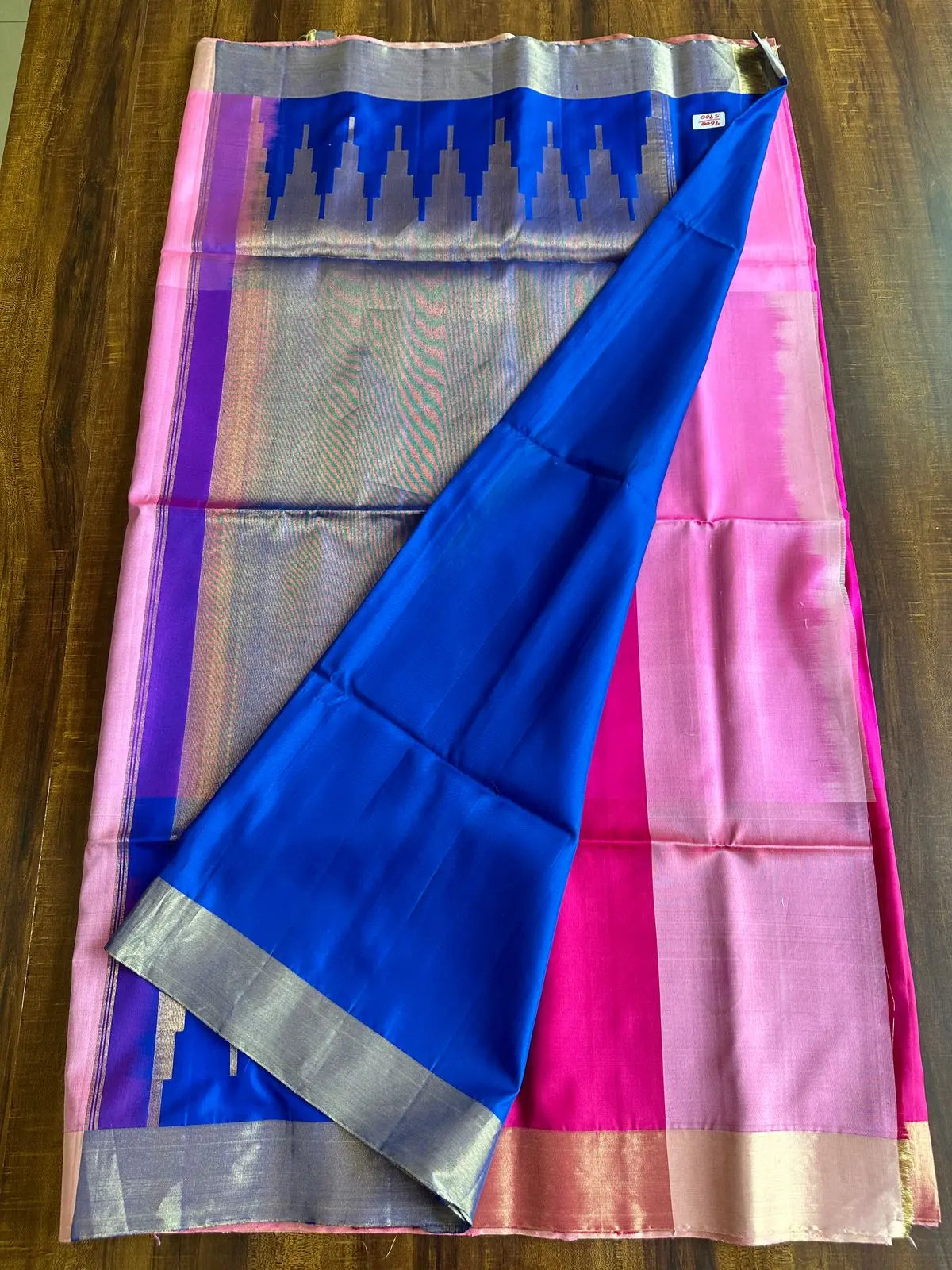 LILLY PINK WITH COBELT BLUE PURE SOFT SILK SAREE - Queens Jewel Emporium