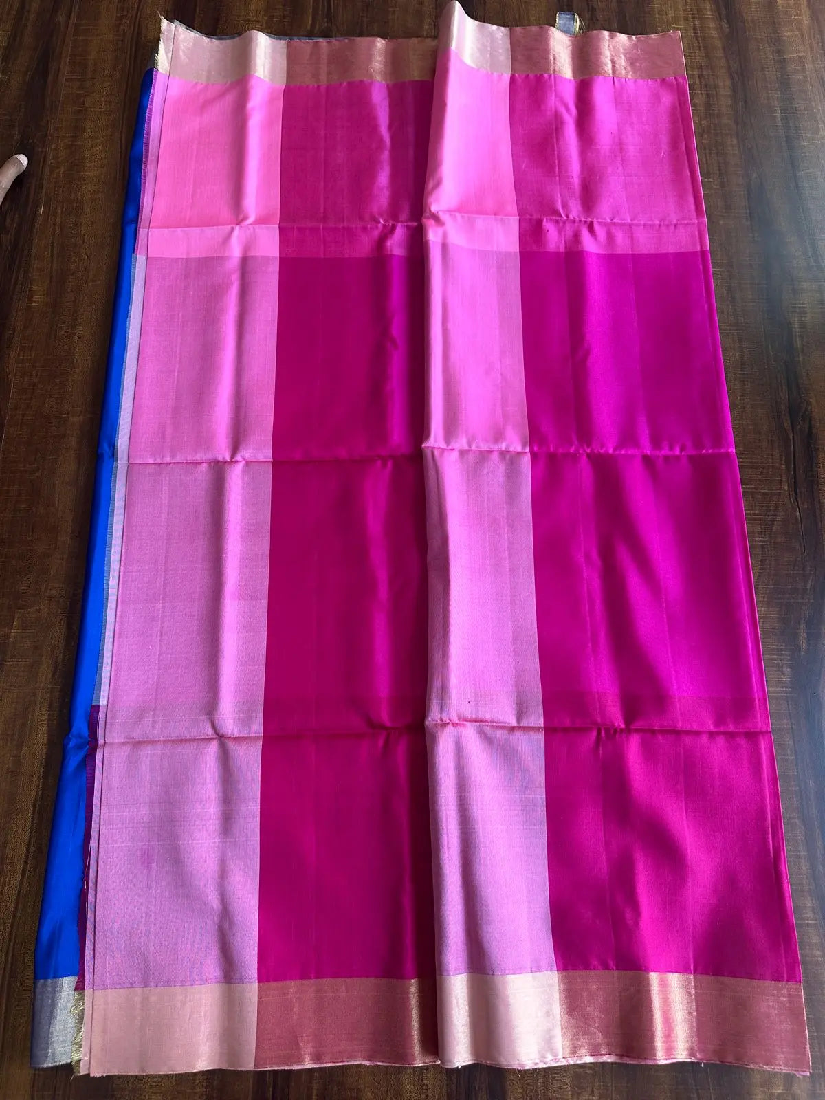 LILLY PINK WITH COBELT BLUE PURE SOFT SILK SAREE - Queens Jewel Emporium