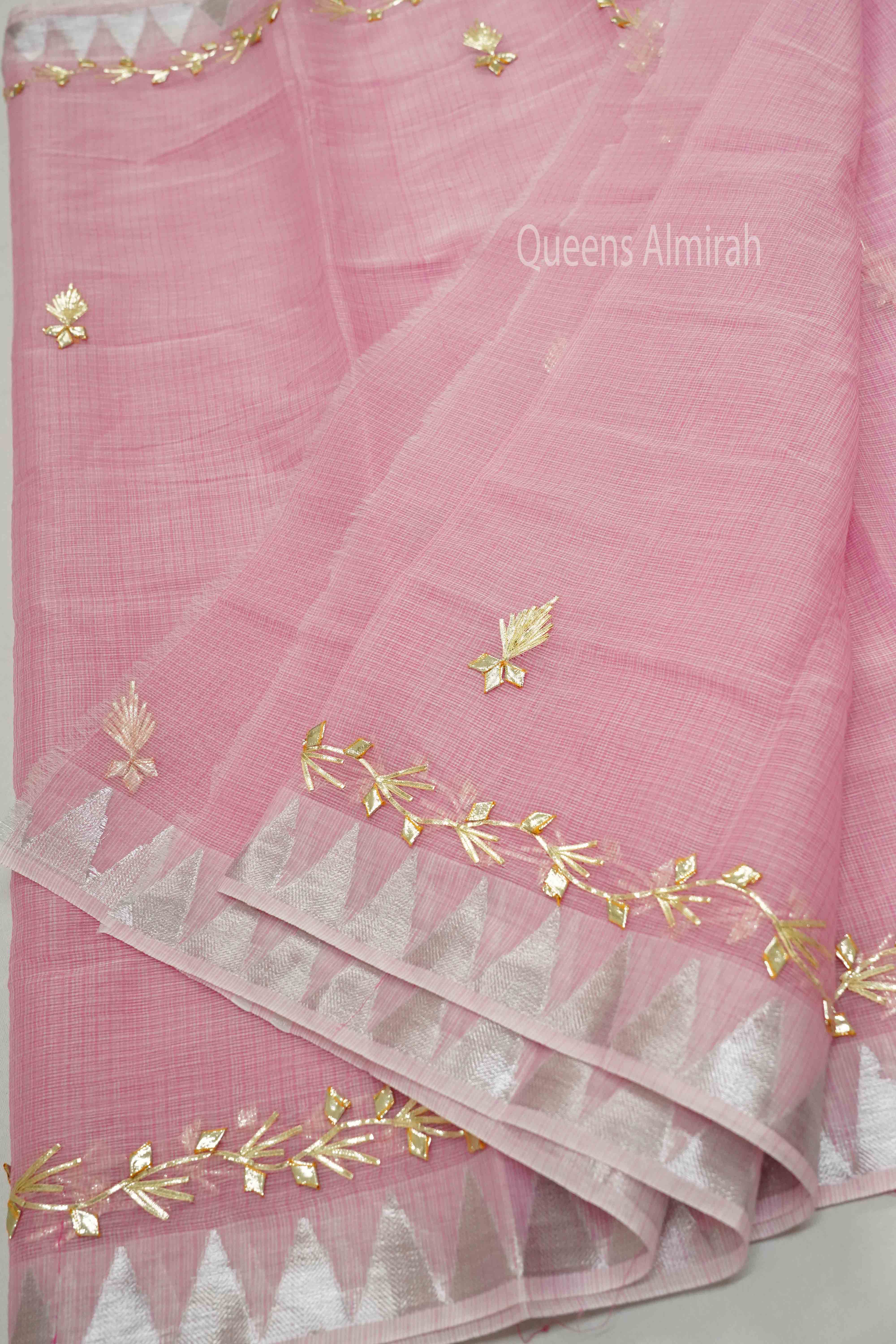 LILY PINK KOTA COTTON SAREE - Queens Jewel Emporium
