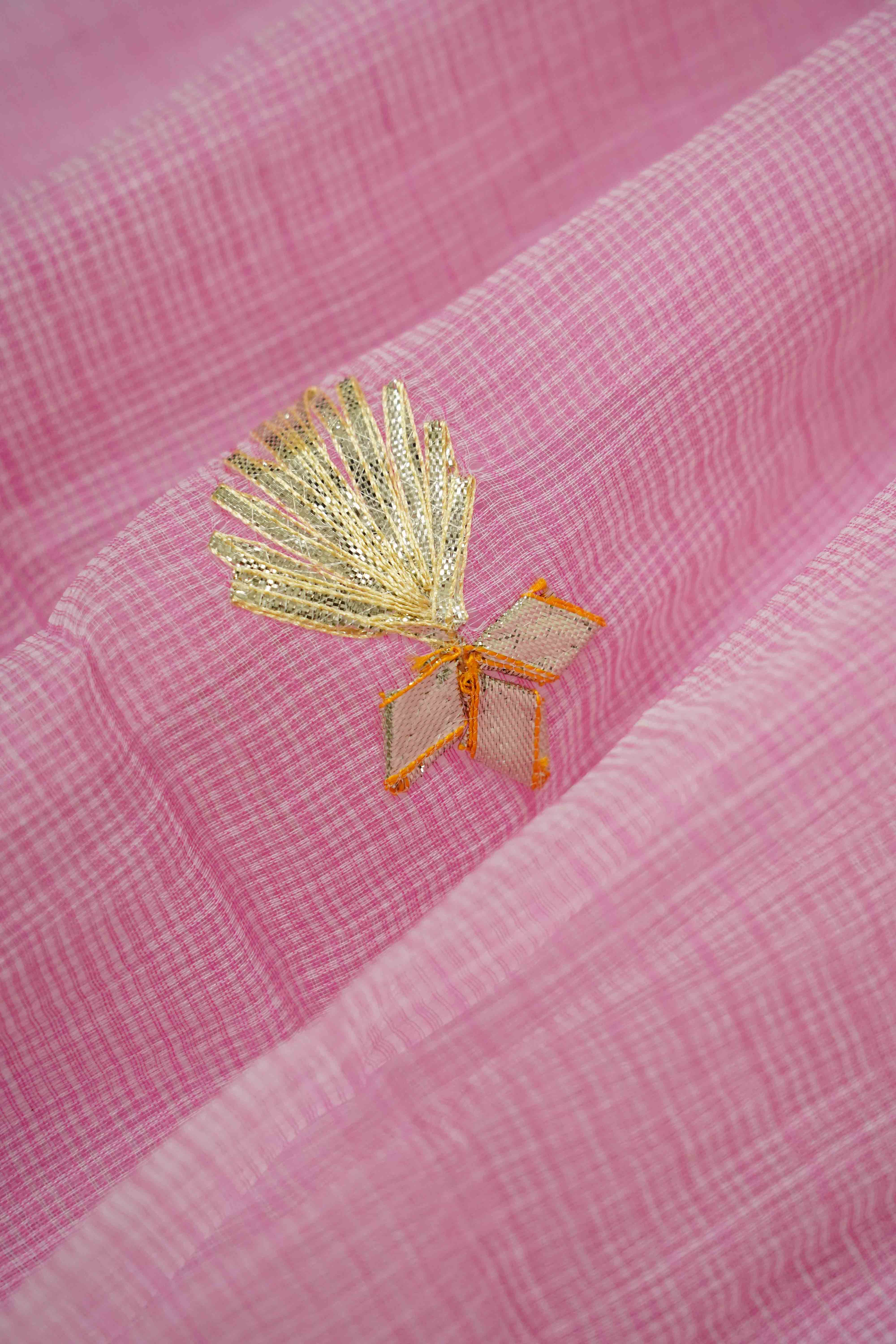 LILY PINK KOTA COTTON SAREE - Queens Jewel Emporium