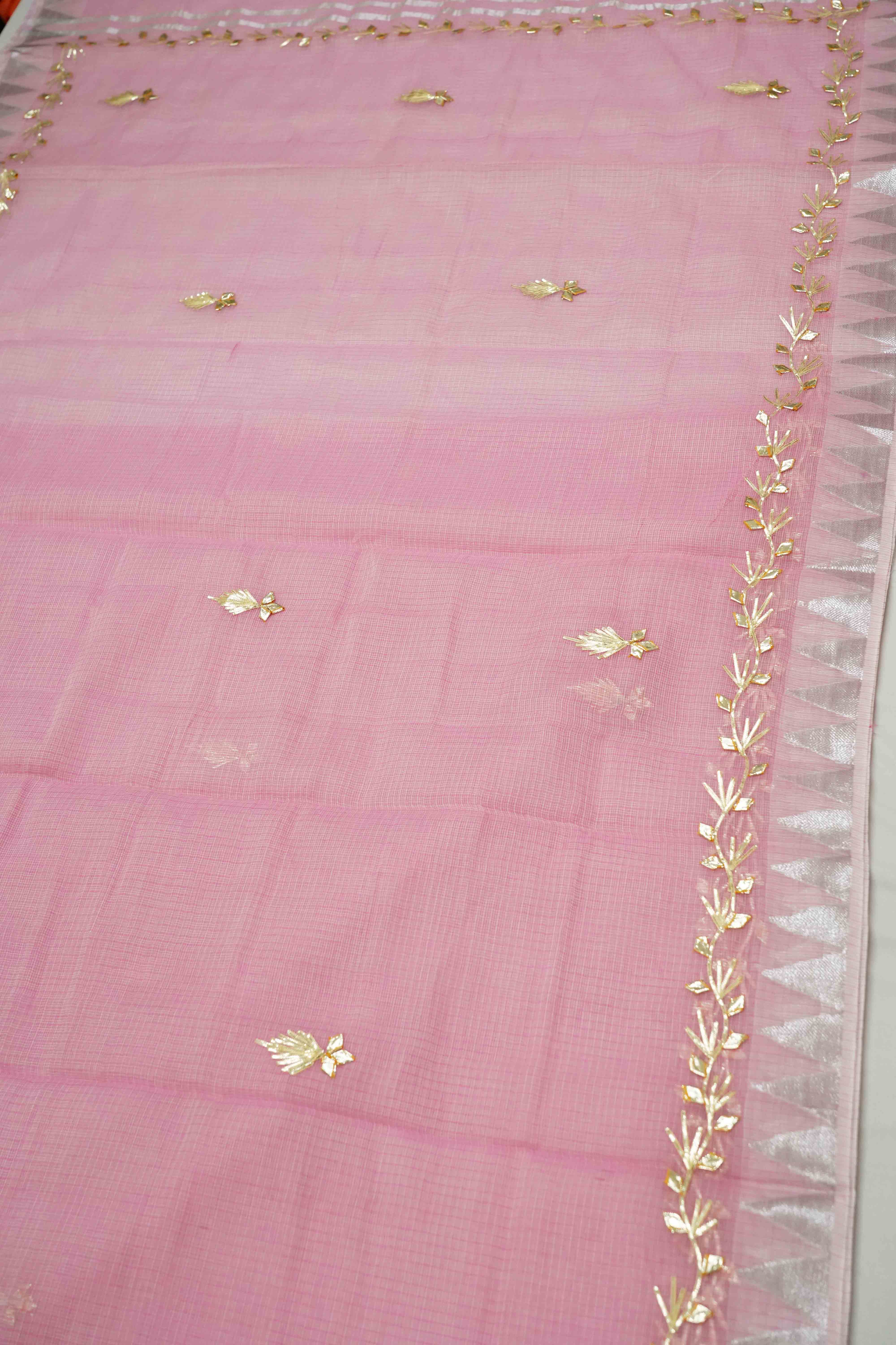 LILY PINK KOTA COTTON SAREE - Queens Jewel Emporium