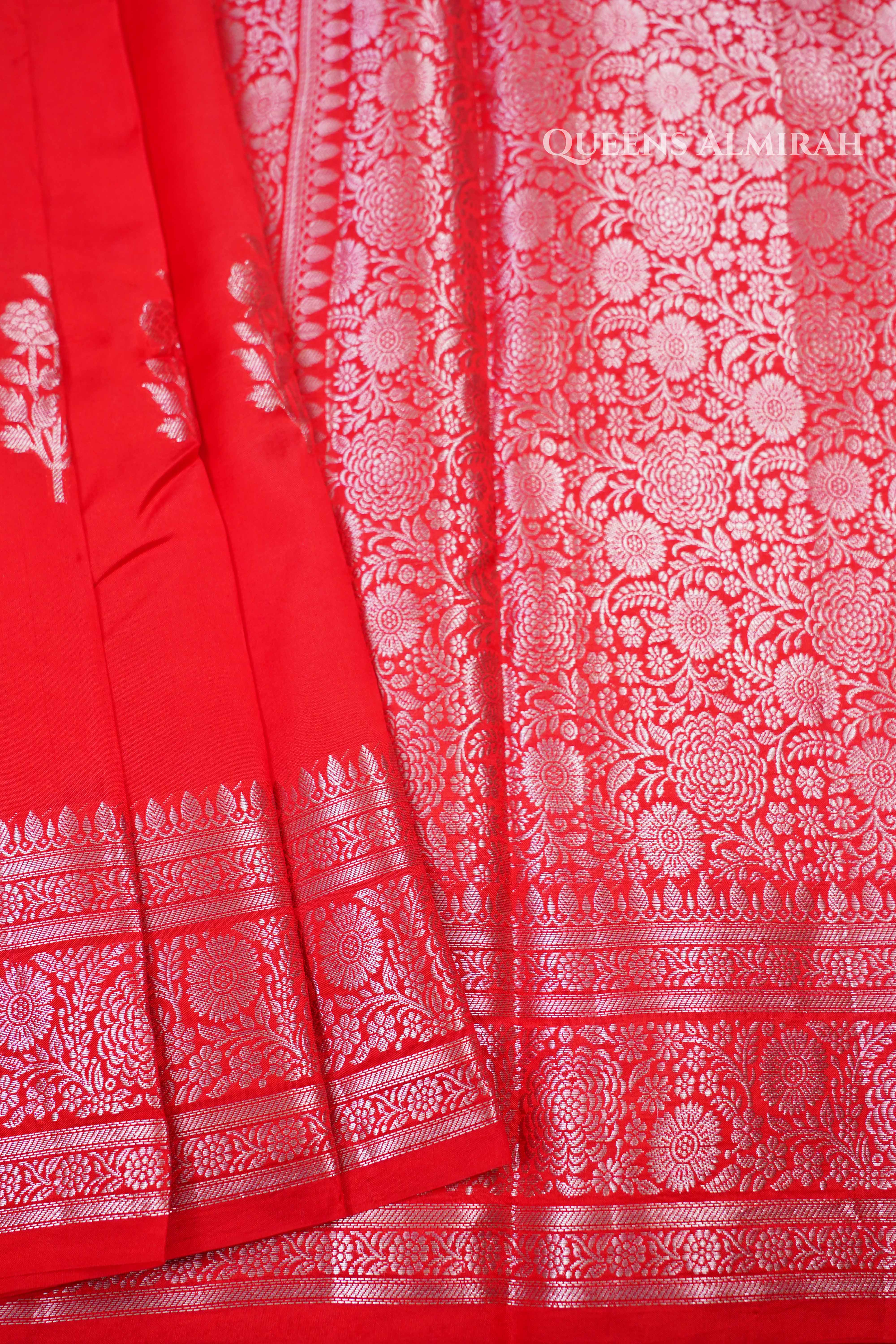 Lava Red Mango Silk Saree QUEENS ALMIRAH