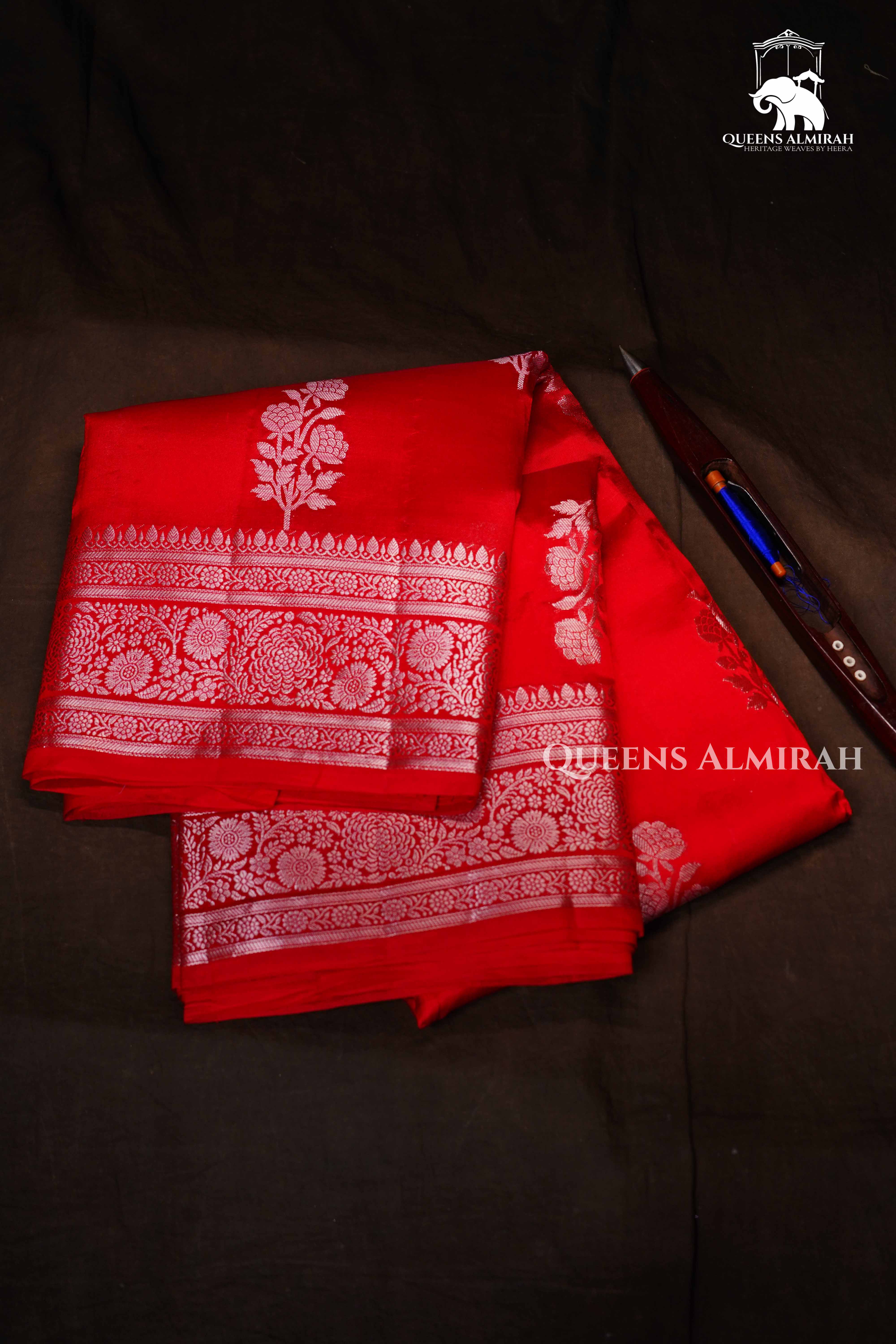 Lava Red Mango Silk Saree QUEENS ALMIRAH