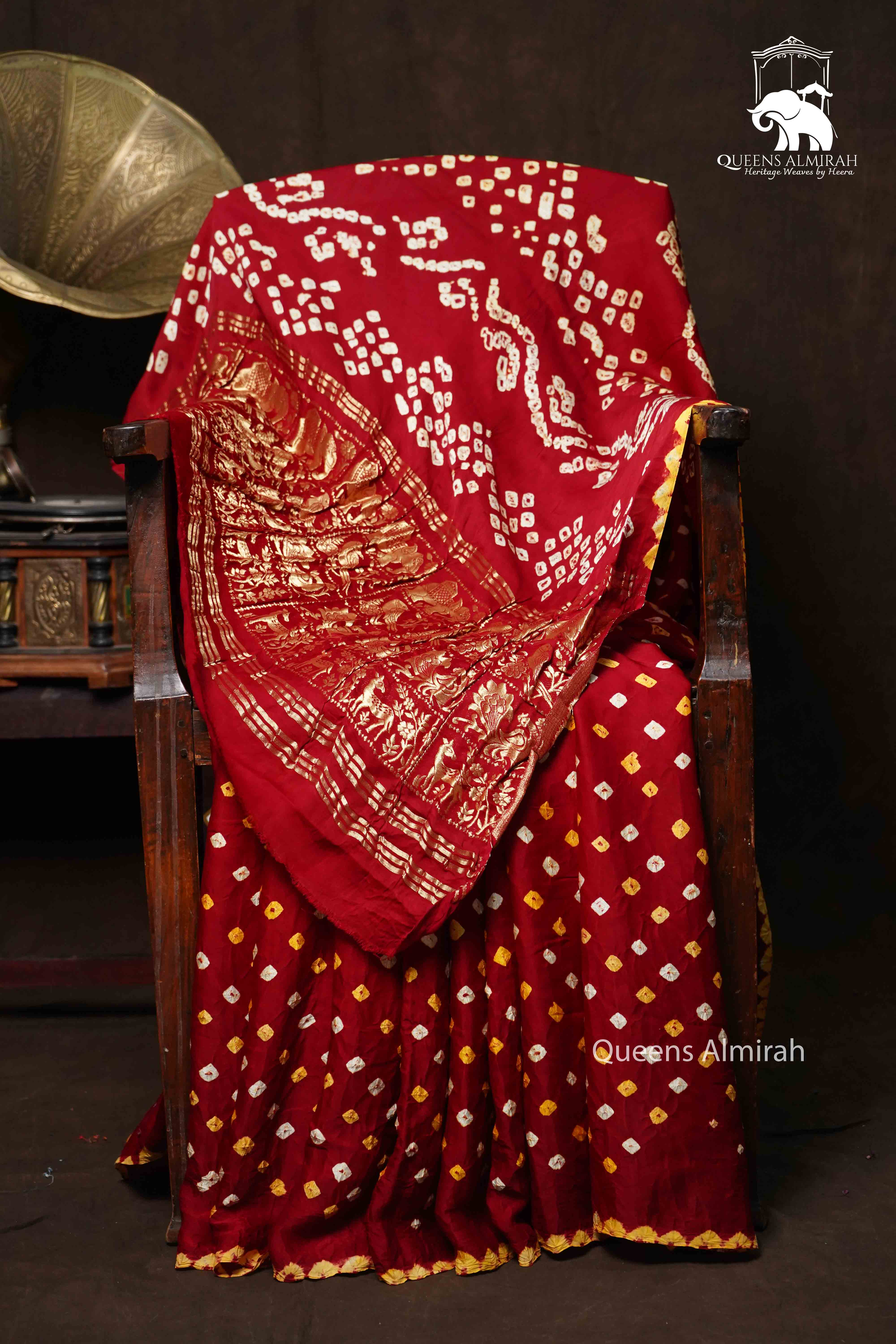 LAVA RED MODAL SILK SAREE - Queens Jewel Emporium