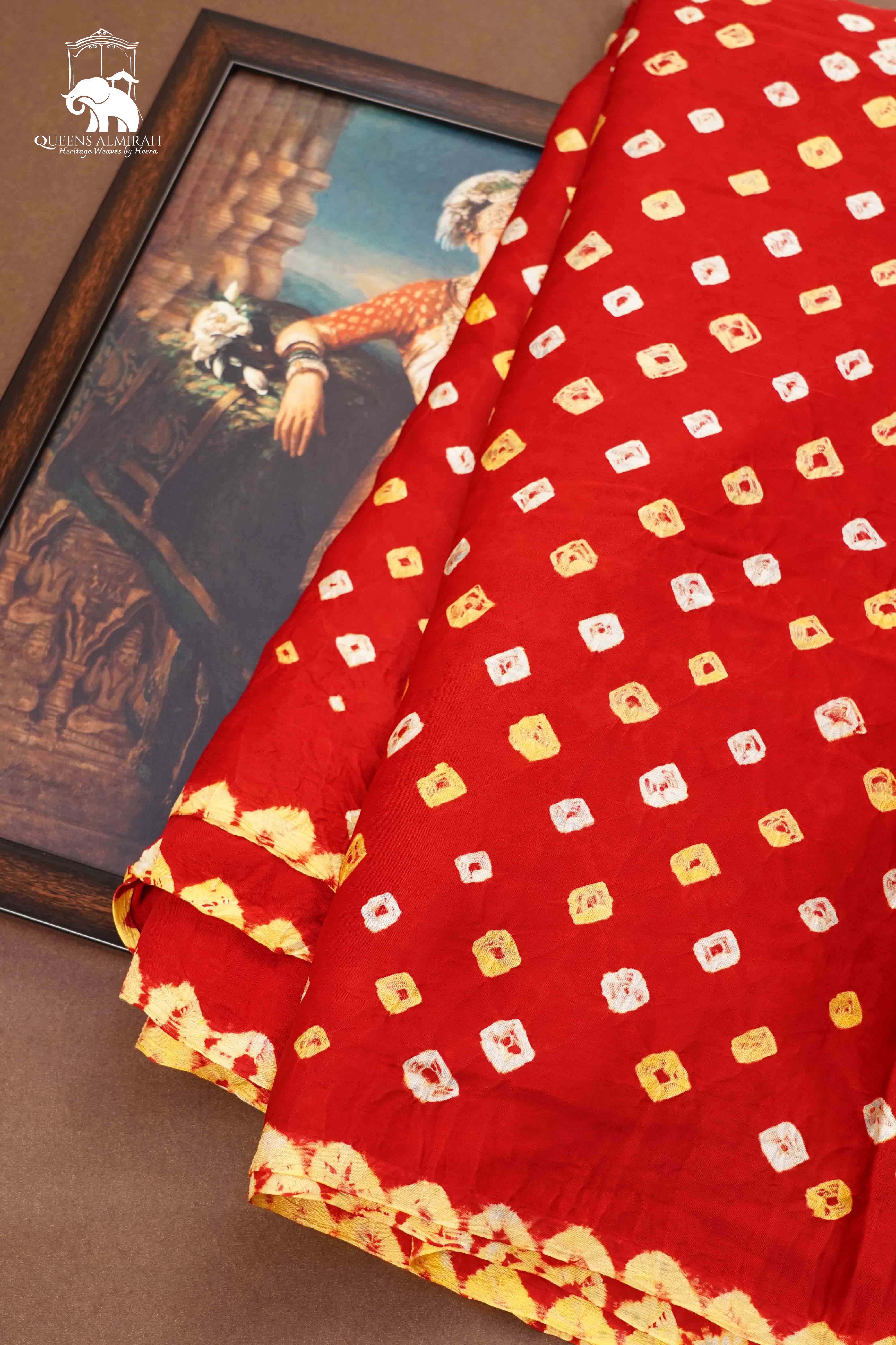 LAVA RED MODAL SILK SAREE - Queens Jewel Emporium